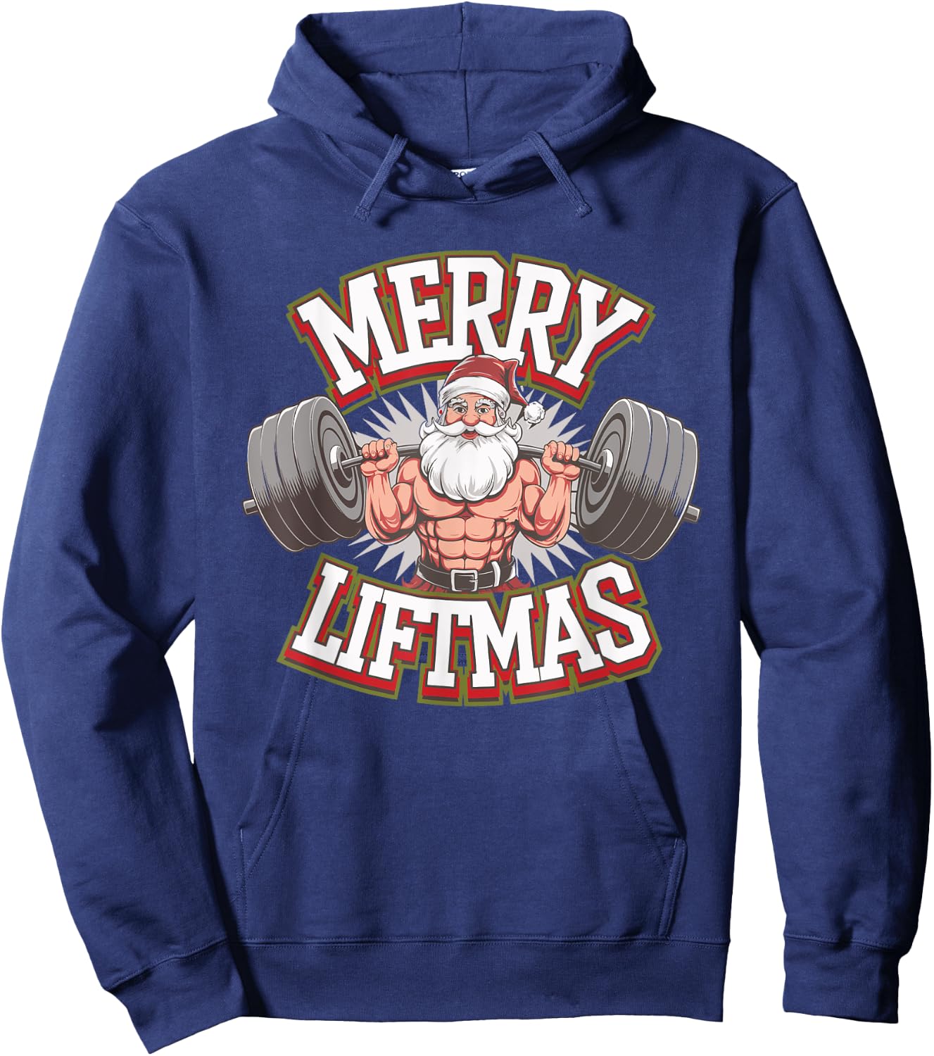 Merry Liftmas Weightlifter Fitness Hoodie - Hoodie | Navy