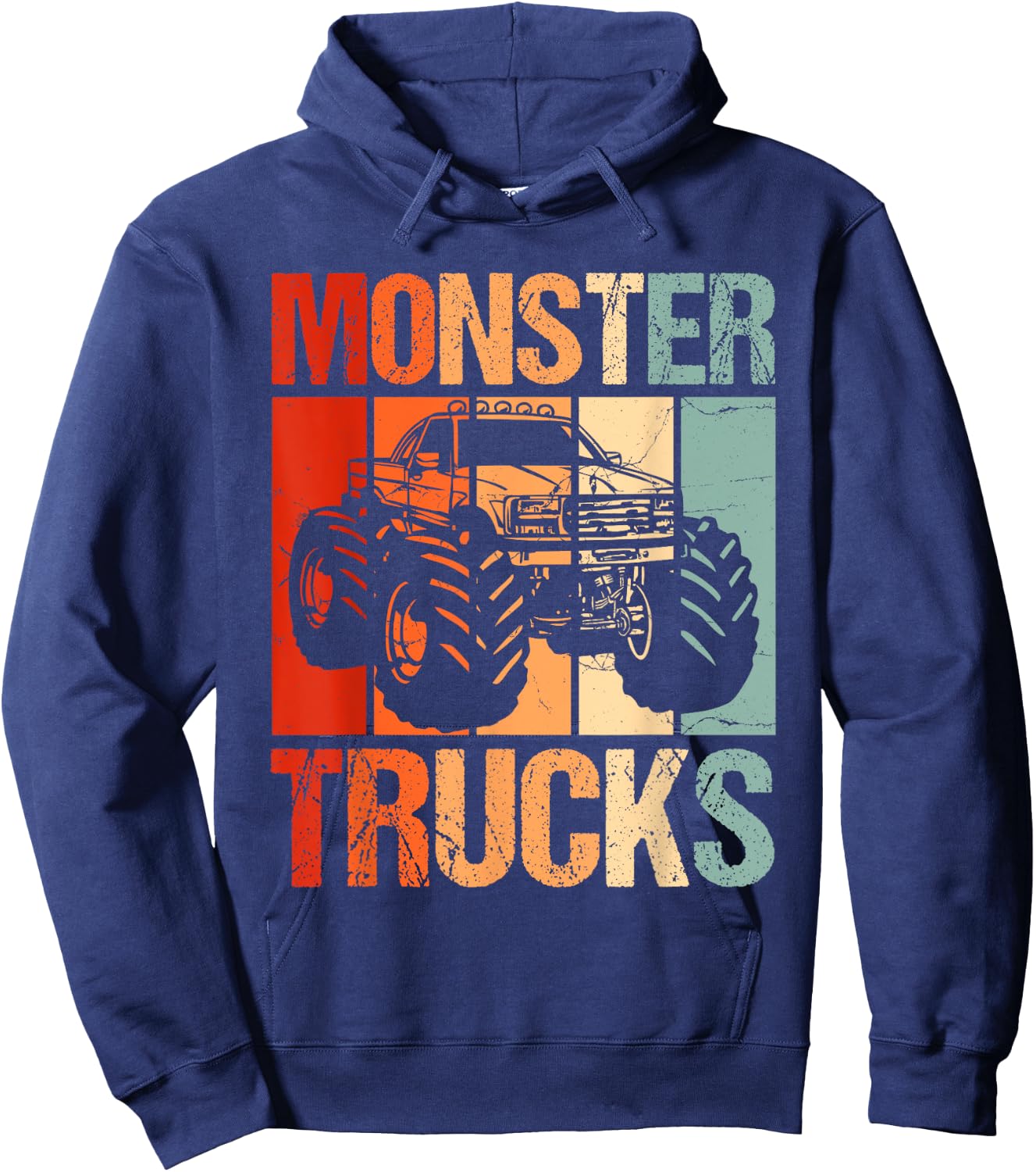 Monster Trucks Vintage Retro Monster Truck Hoodie - Hoodie | Navy