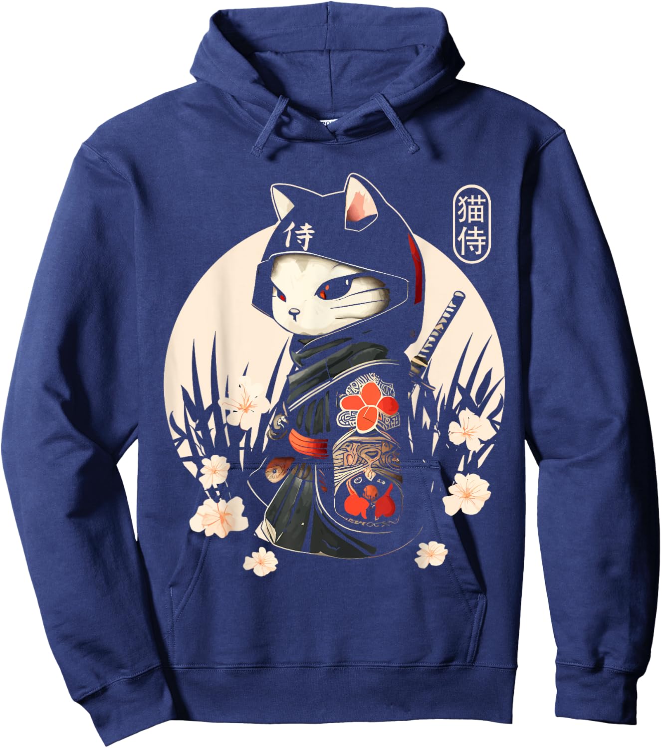 Japanese Samurai Cat for Cat Lovers Hoodie - Hoodie | Navy