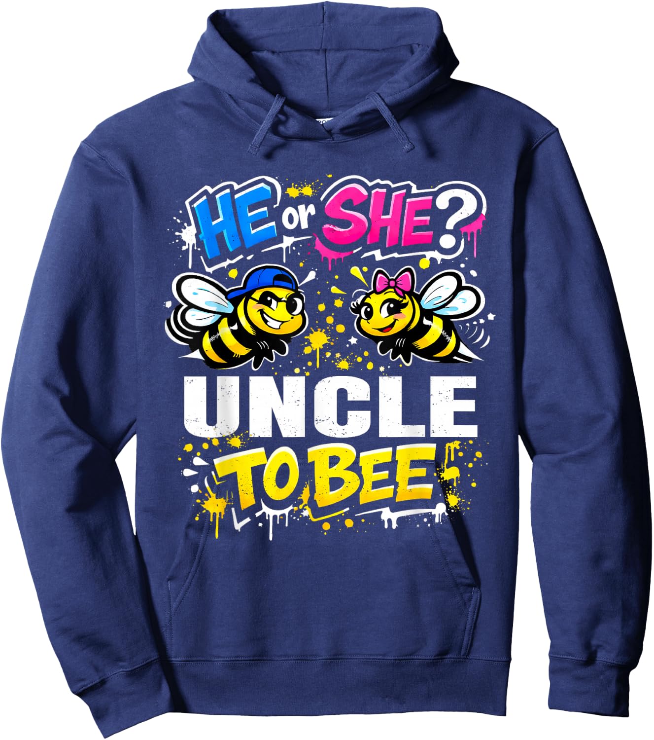 He Or She Uncle to Bee Baby Gender Reveal Party Hoodie - Hoodie | Navy