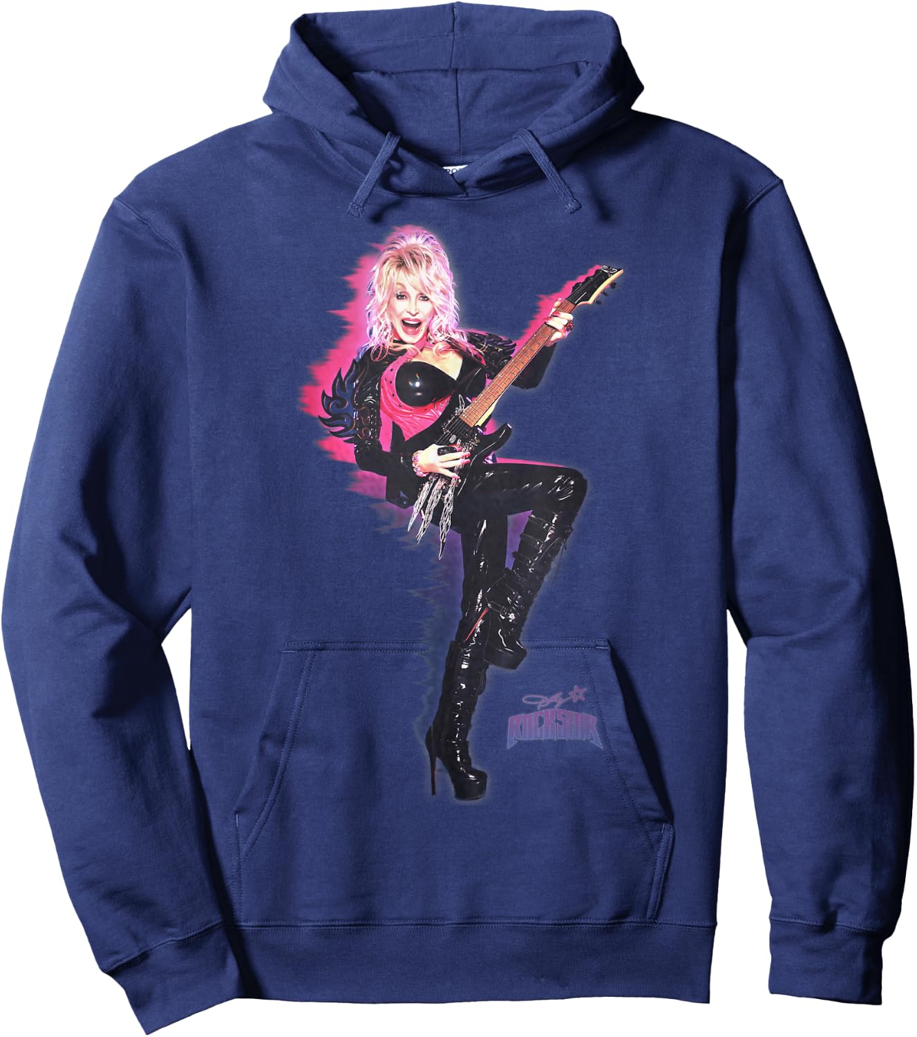 Dolly Parton Rockstar on Fire Hoodie - Hoodie | Navy