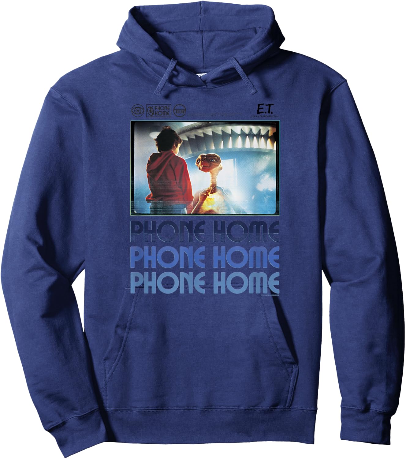E.T. And Elliott Phone Home Spaceship Poster Hoodie - Hoodie | Navy