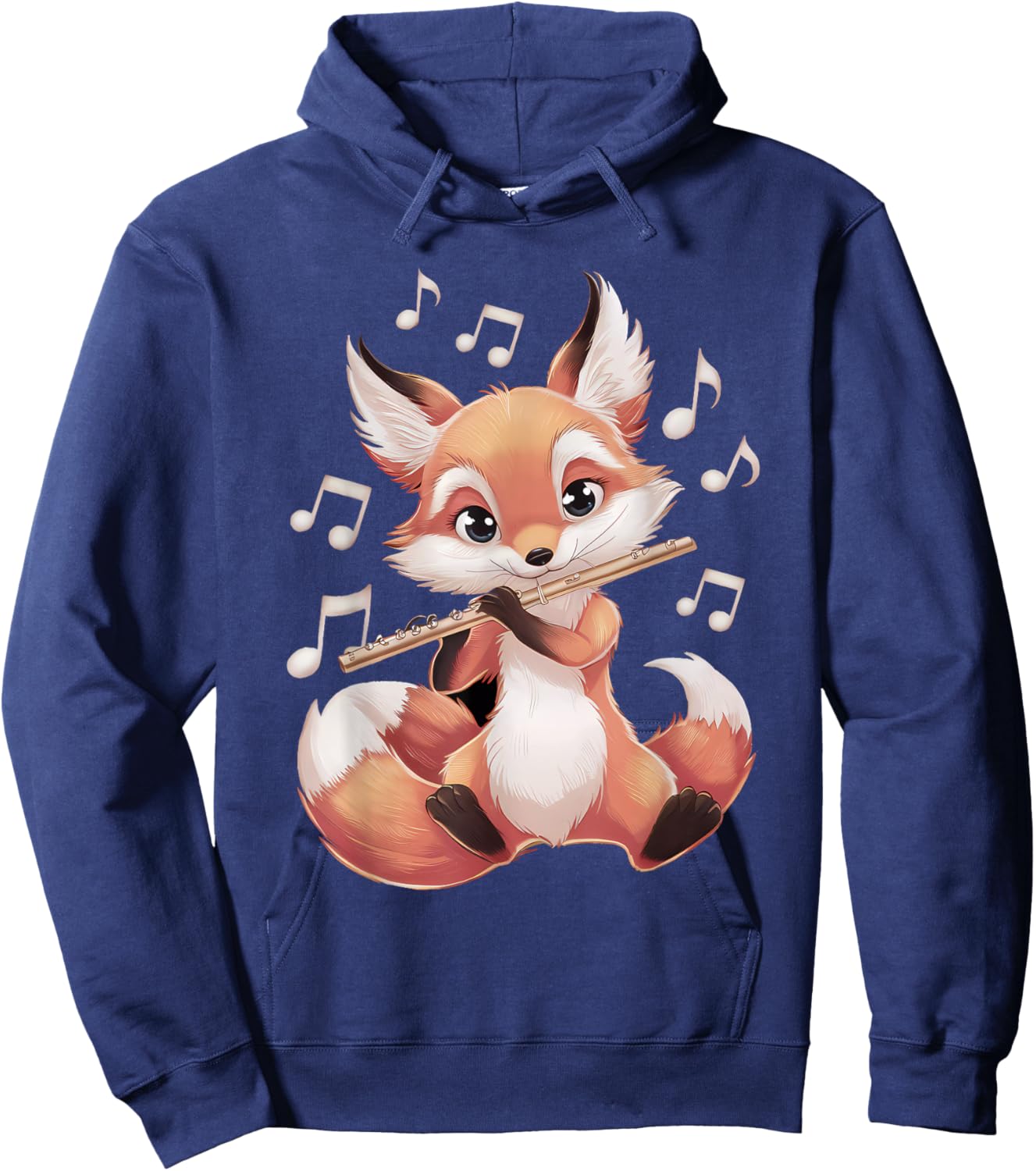 Fox Playing Flute Hoodie - Hoodie | Navy
