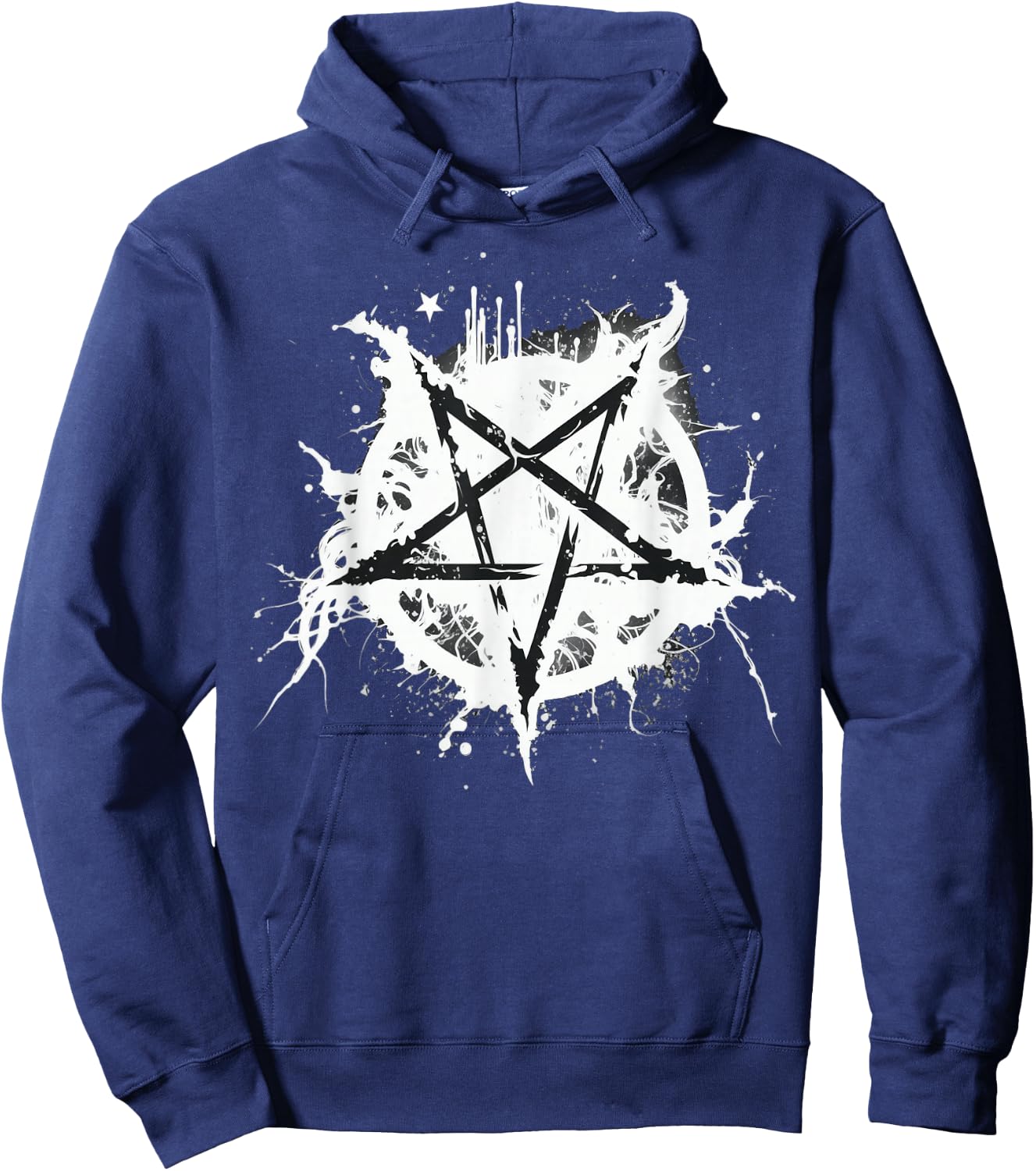 Schwarz-weißes satanisches Pentagramm Hoodie - Hoodie | Navy
