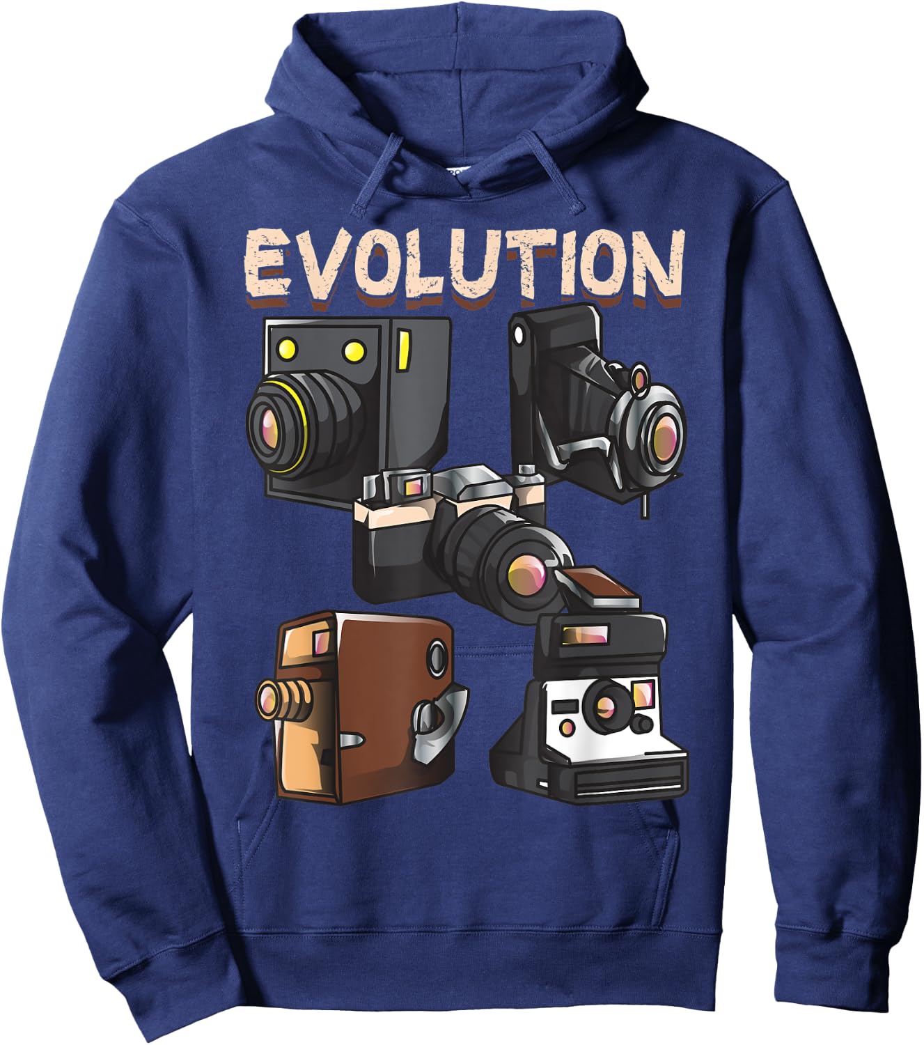 Vintage Evolution of the Camera Photography Hoodie - Hoodie | Navy