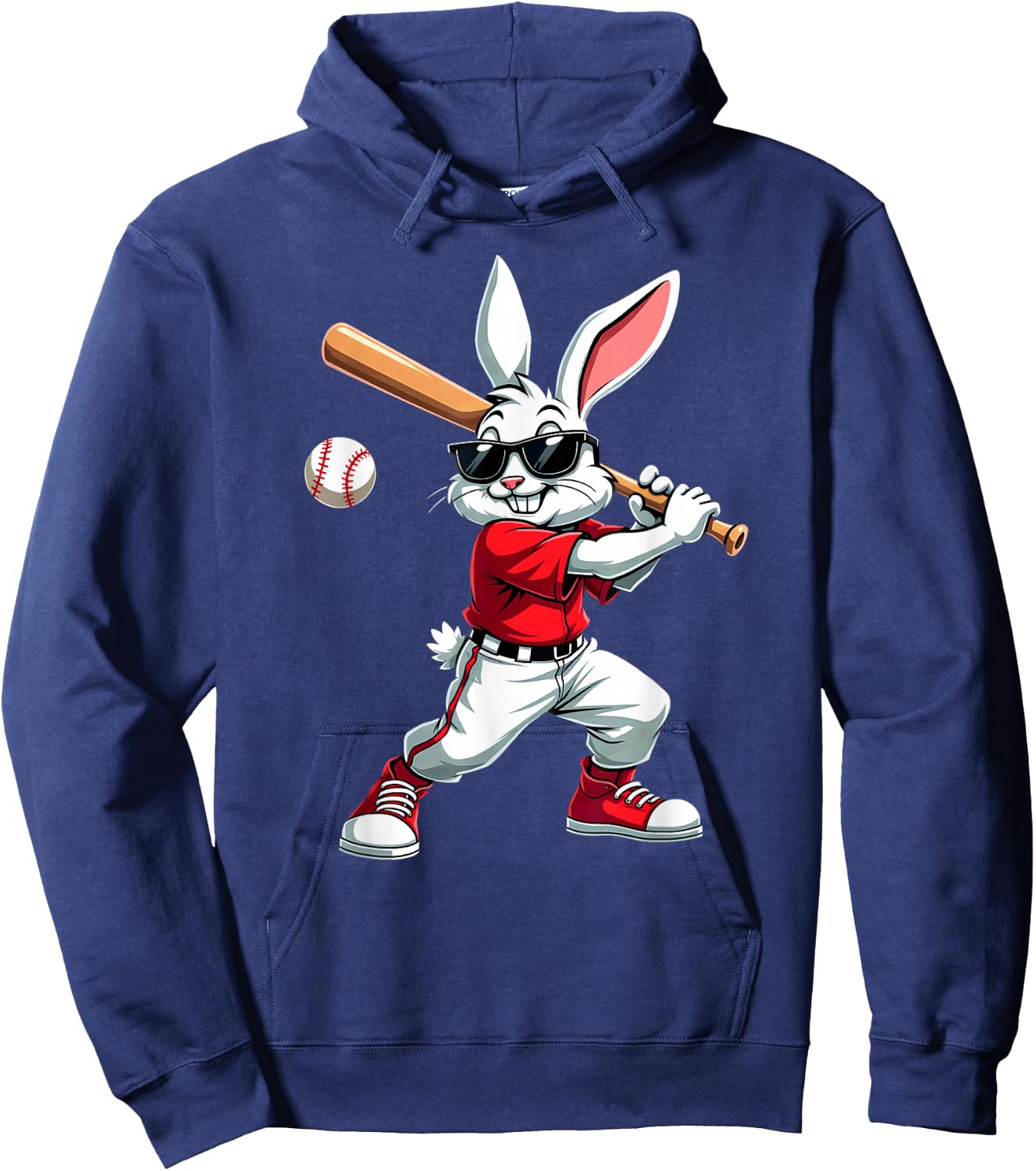 Easter Bunny Playing Baseball Batter Hoodie - Hoodie | Navy