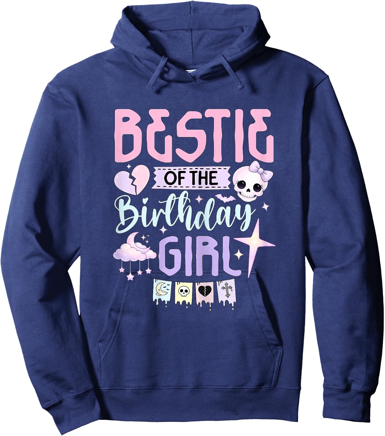 Bestie of the Birthday Girl Pastel Goth Party Hoodie - Hoodie | Navy