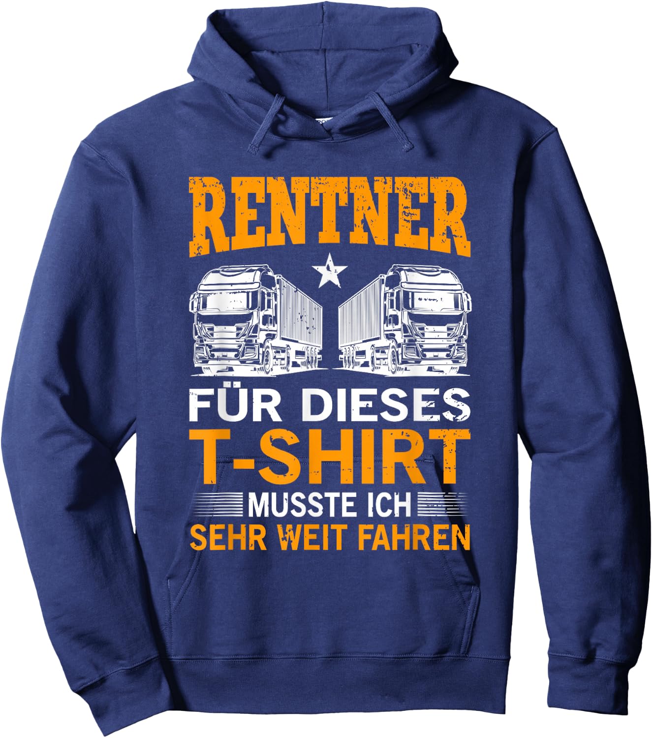 Renteneintritt Rentenalter LKW Fernfahrer Geschenk - LKW Fahrer Rente Pension Trucker Opa LKW - Fahrer Rentner Schwarz Klein Klassisch V-Ausschnitt Kurzarm Polyester 100% Pull-On S Hoodie - Hoodie | Navy