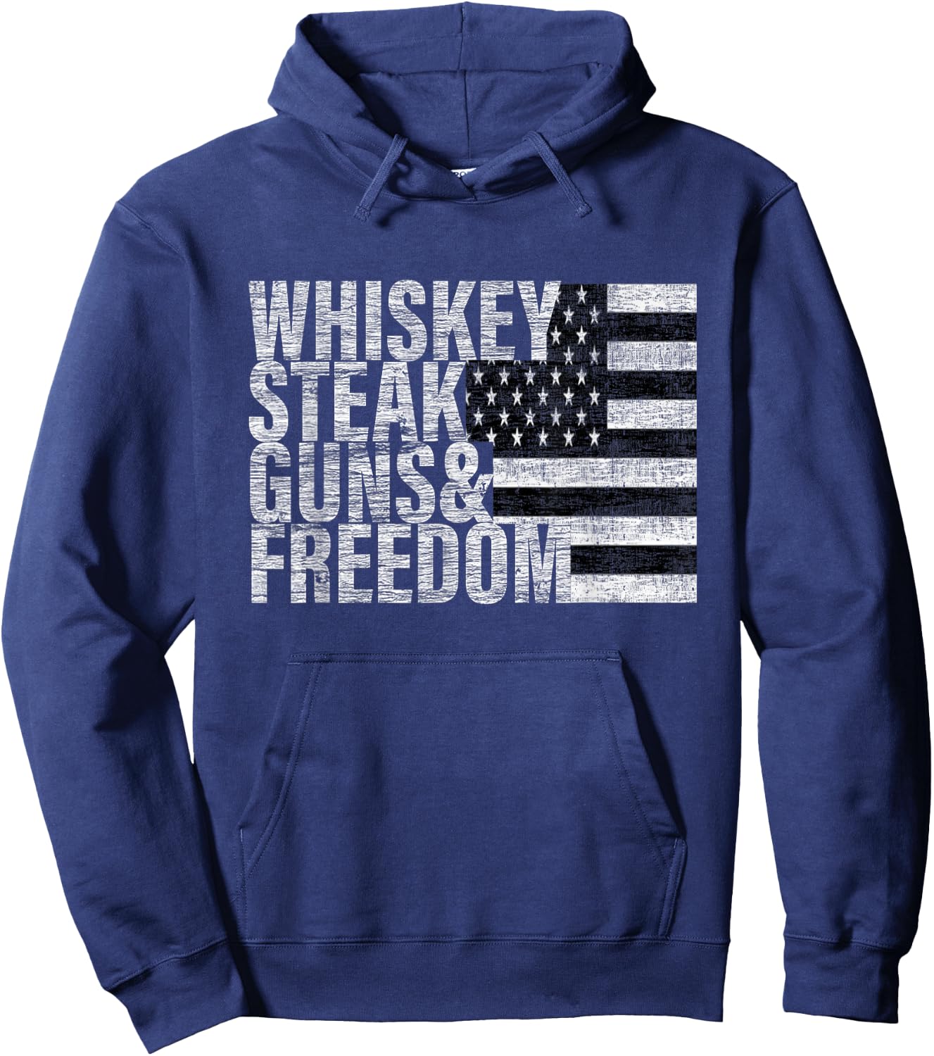 Whiskey Steak Guns & Freedom Flag Hoodie - Hoodie | Navy