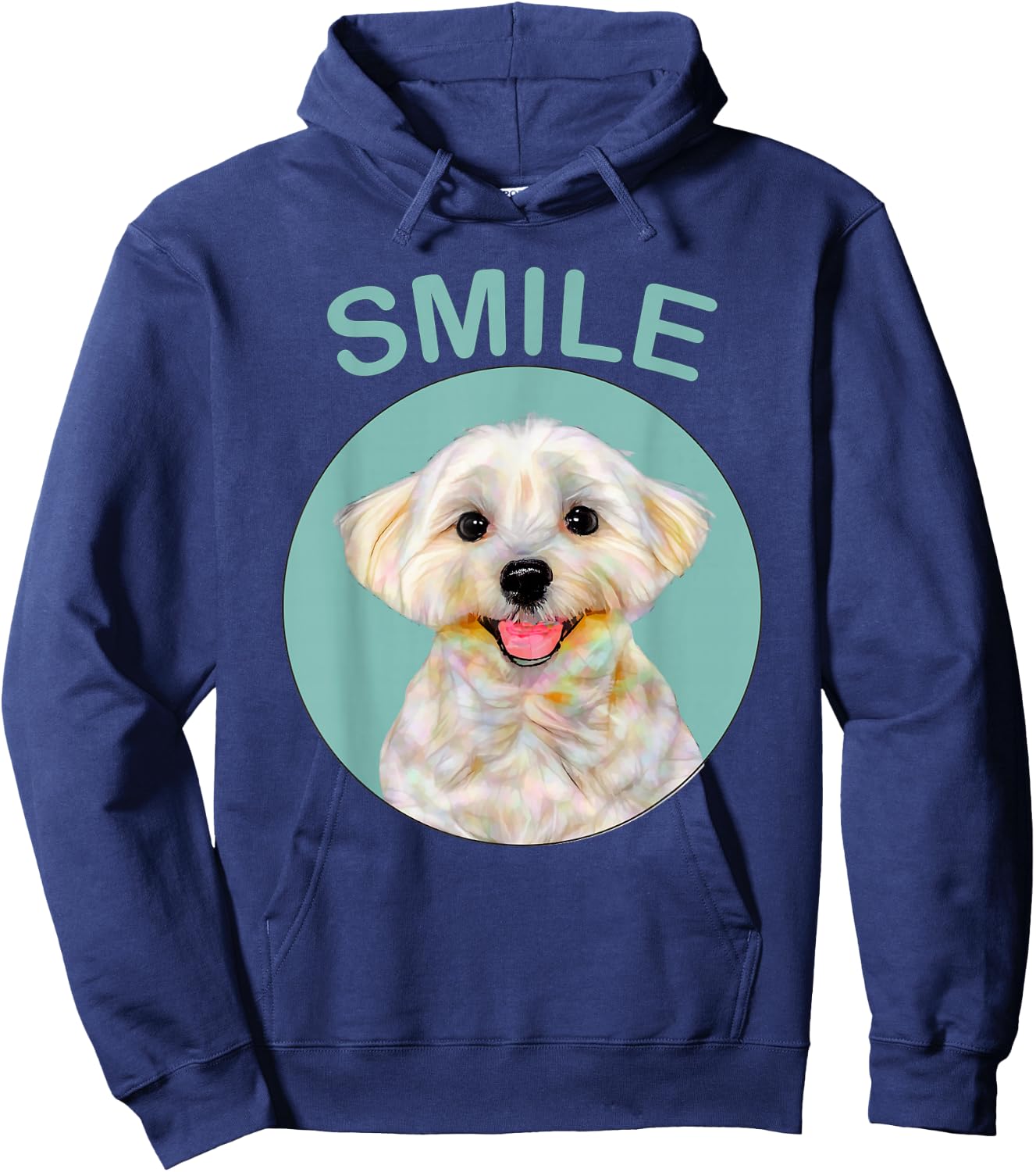 Funny Dog Shirt - Smiling Maltese Women Kids Hoodie - Hoodie | Navy