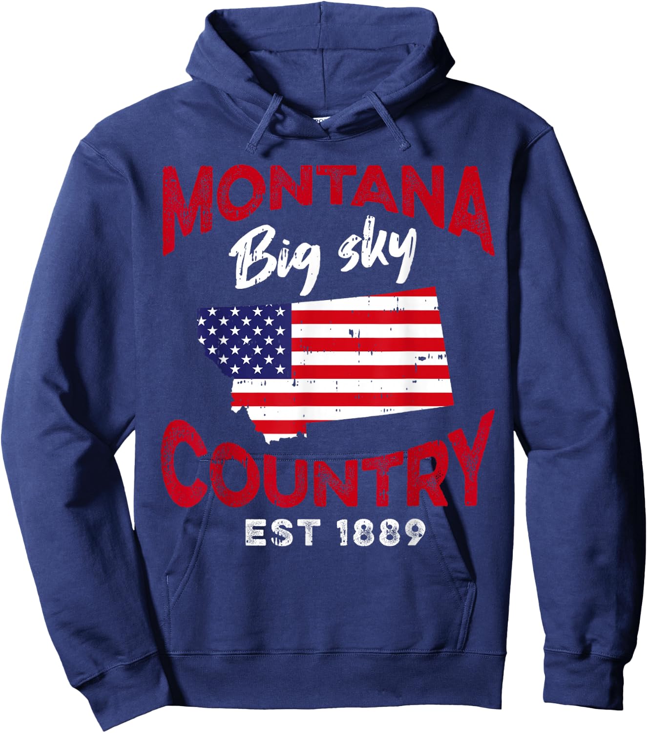 Montana USA American Flag Montanans Hoodie - Hoodie | Navy