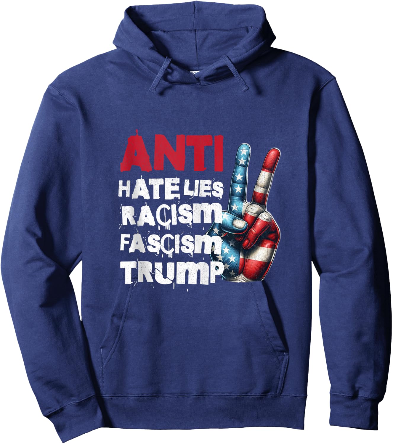 Anti Trump Anti Lies Anti Racism Resist 2025 Hoodie - Hoodie | Navy