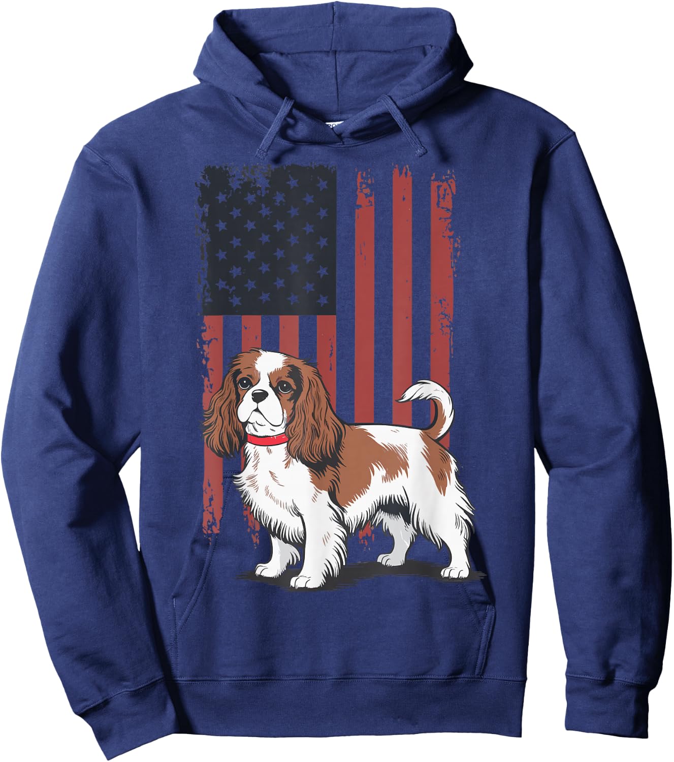 Cavalier King Charles Spaniel USA Flag Hoodie - Hoodie | Navy