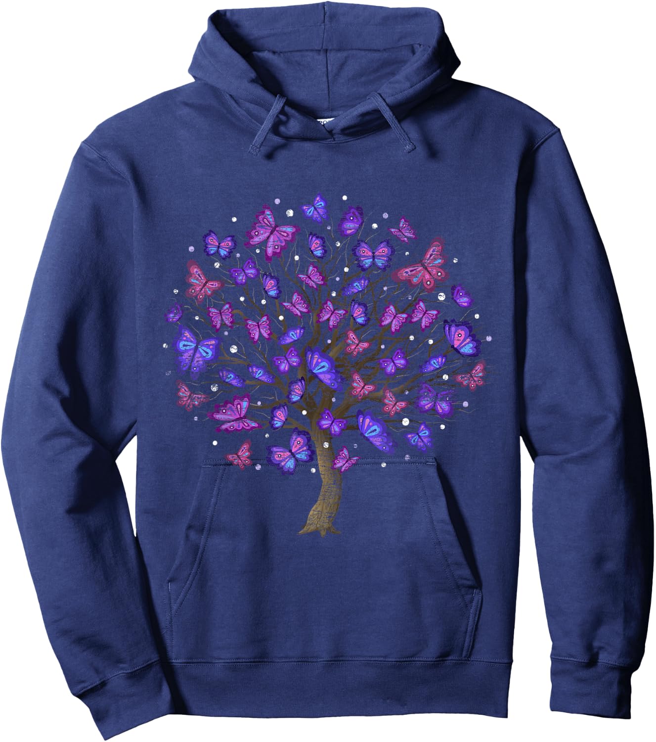 Animal Purple Butterflies Tree Nature Butterfly Hoodie - Hoodie | Navy