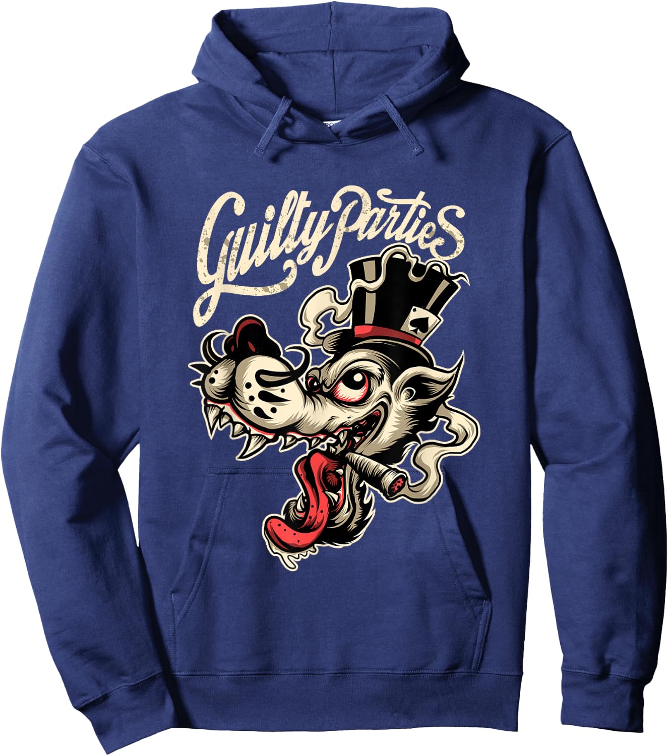 Rockabilly Greaser Wolf Man Hoodie - Hoodie | Navy