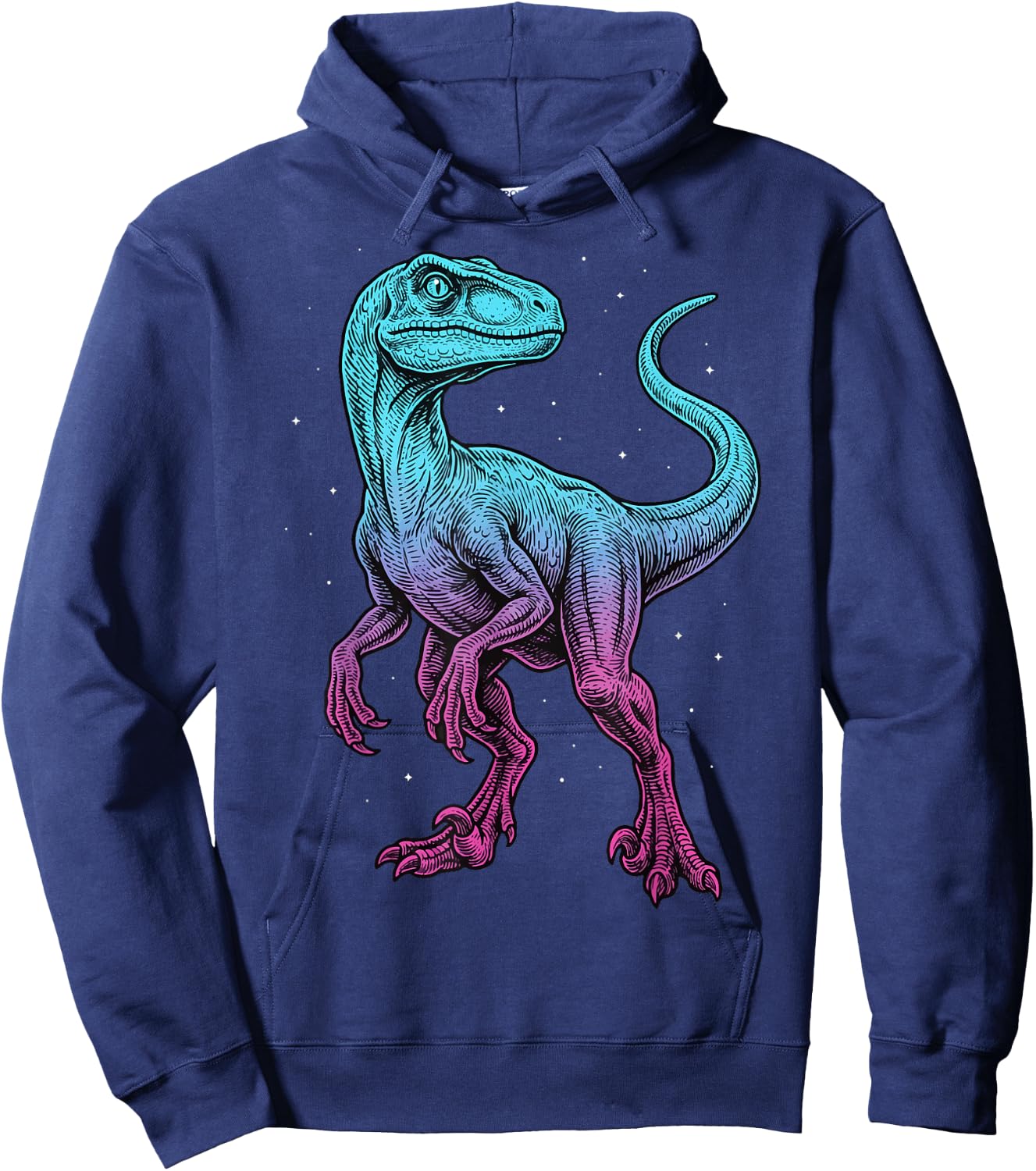 Velociraptor Illustration Dinosaur Hoodie - Hoodie | Navy