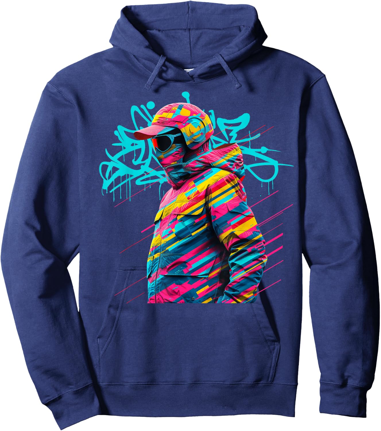 Vibrant Urban Street Art Graffiti Style Design Hoodie - Hoodie | Navy