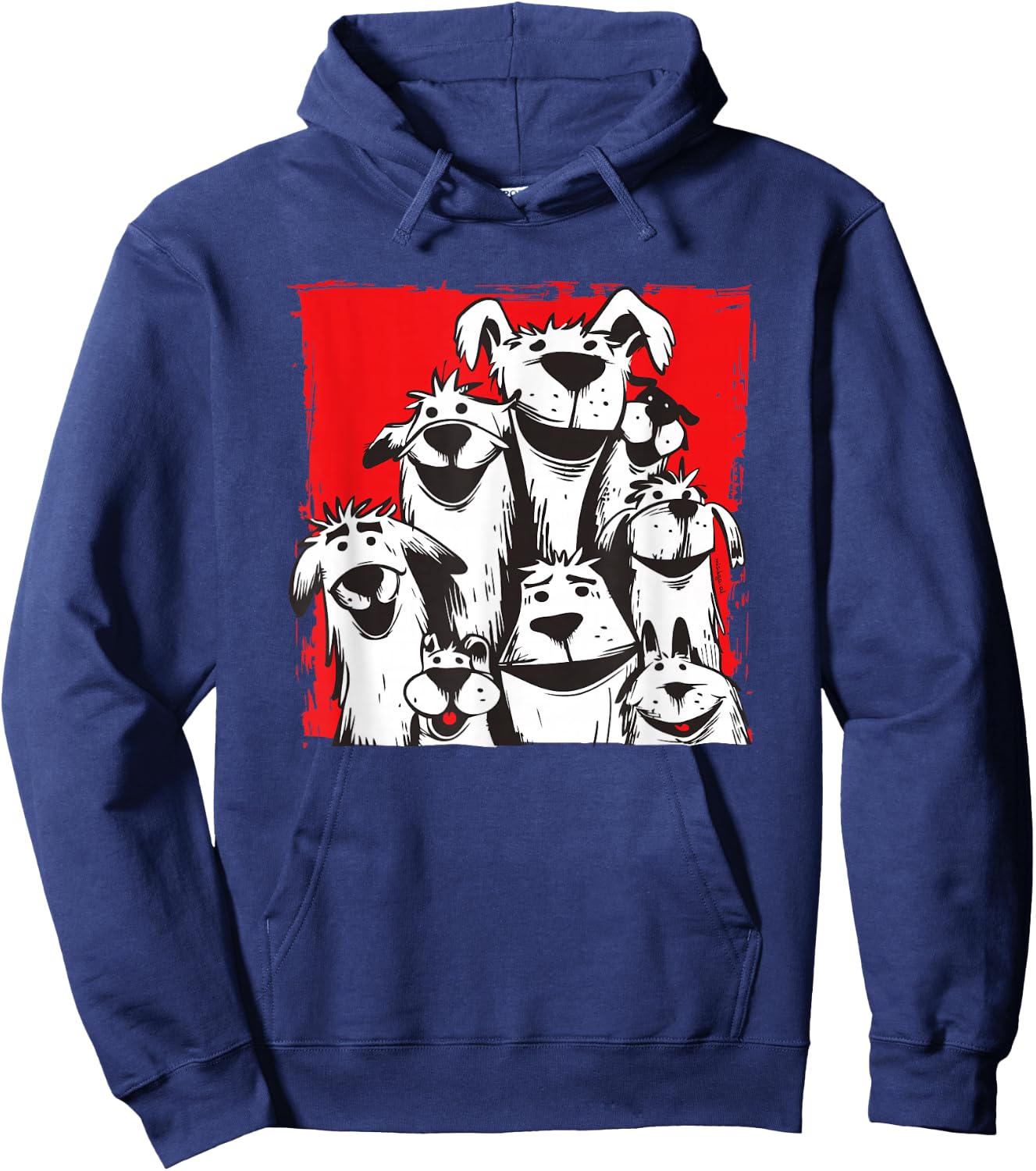Hundeillustrationen by mischga - Lustige Hunde Gruppe Comic Hundeliebe - Erwachsene & Kinder - Schwarz - Small - Kurzarm - Novelty Cartoon Hundeliebe - Hunde - Alltagslook Hoodie - Hoodie | Navy