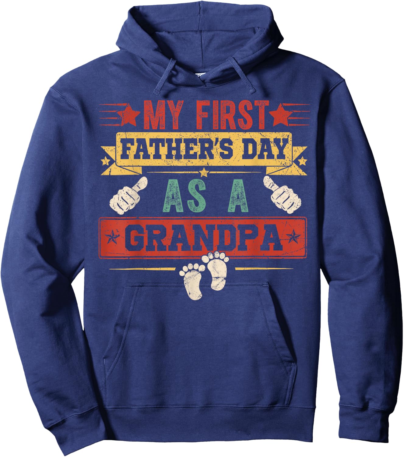 Vintage First Fathers Day As A Grandpa Men Papa Hoodie - Hoodie | Navy