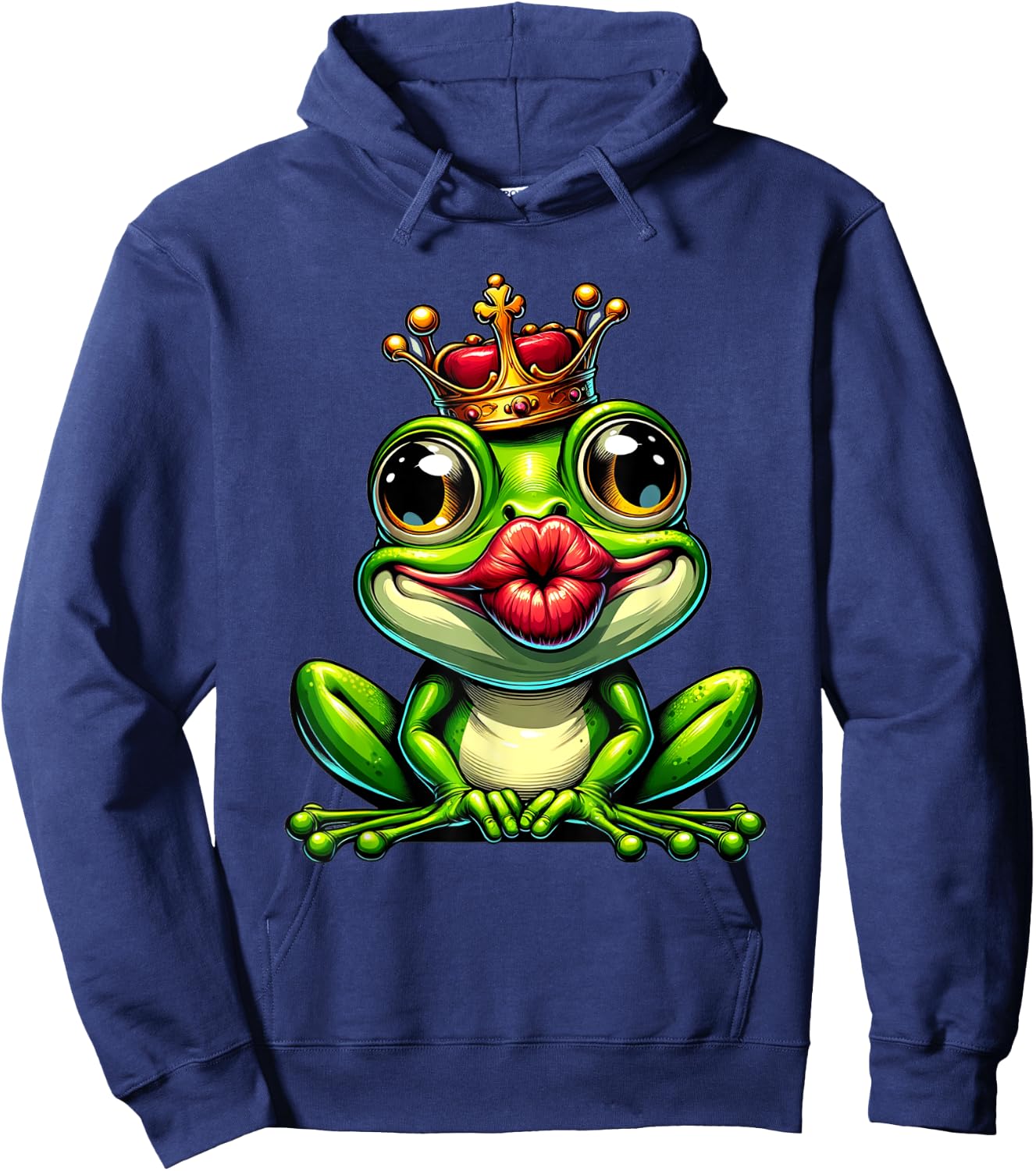 Frog with Crown , black Hoodie - Hoodie | Navy