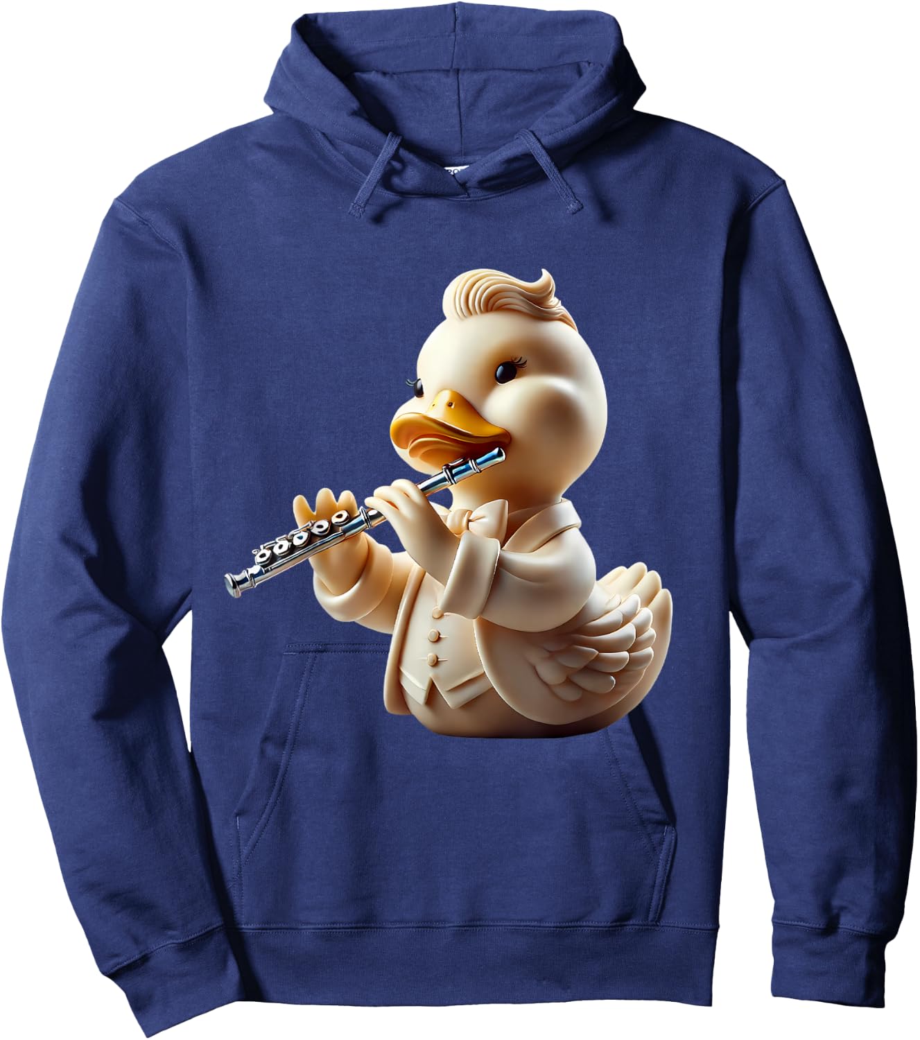 Rubber Duck Playing Flute Player Ducky Duckie Hoodie - Hoodie | Navy