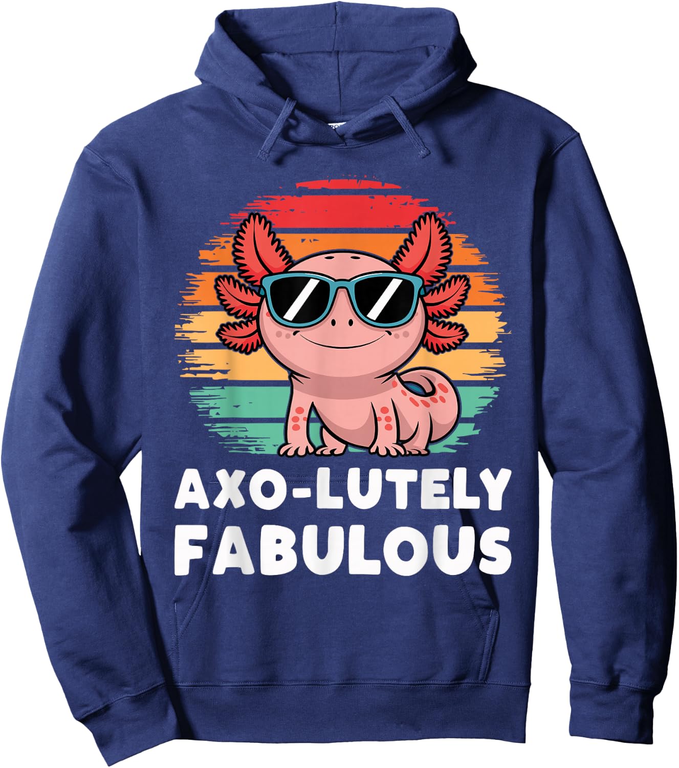 Kids Black Cartoon Axolotl Hoodie - Hoodie | Navy