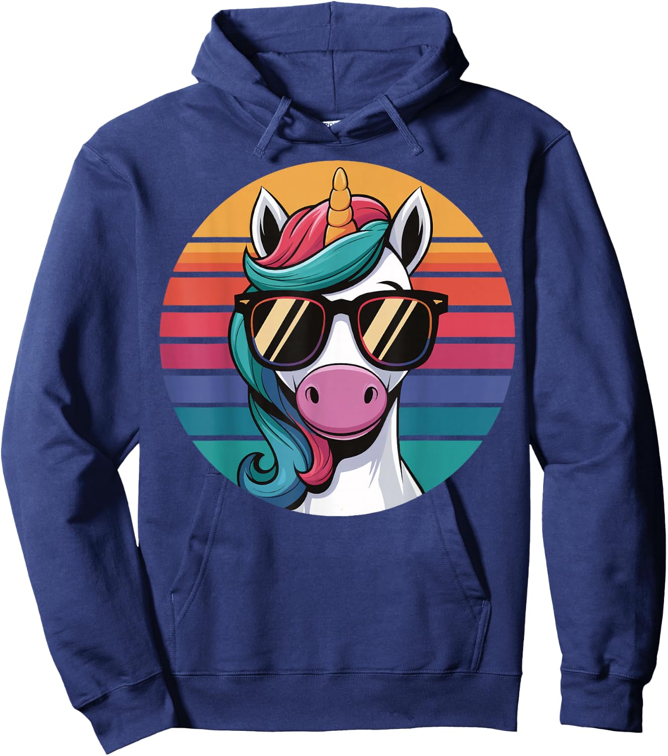 Unicorn Sunglasses Retro Hoodie - Hoodie | Navy