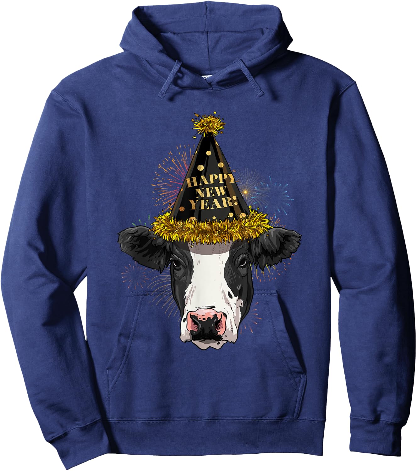 Cow Happy New Year 2021 New Years Eve Party Hoodie - Hoodie | Navy
