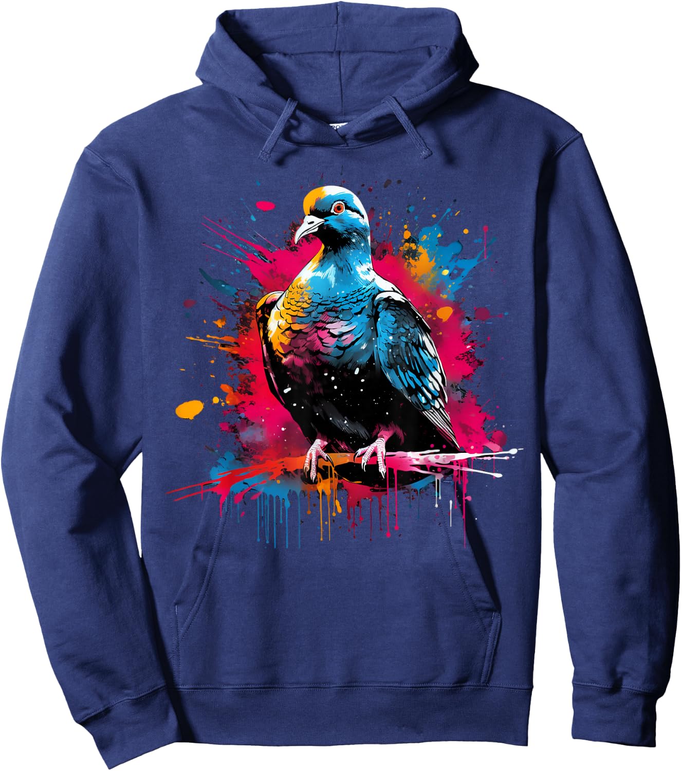 Cool Dove on Colourful Painted Pigeon , black Hoodie - Hoodie | Navy
