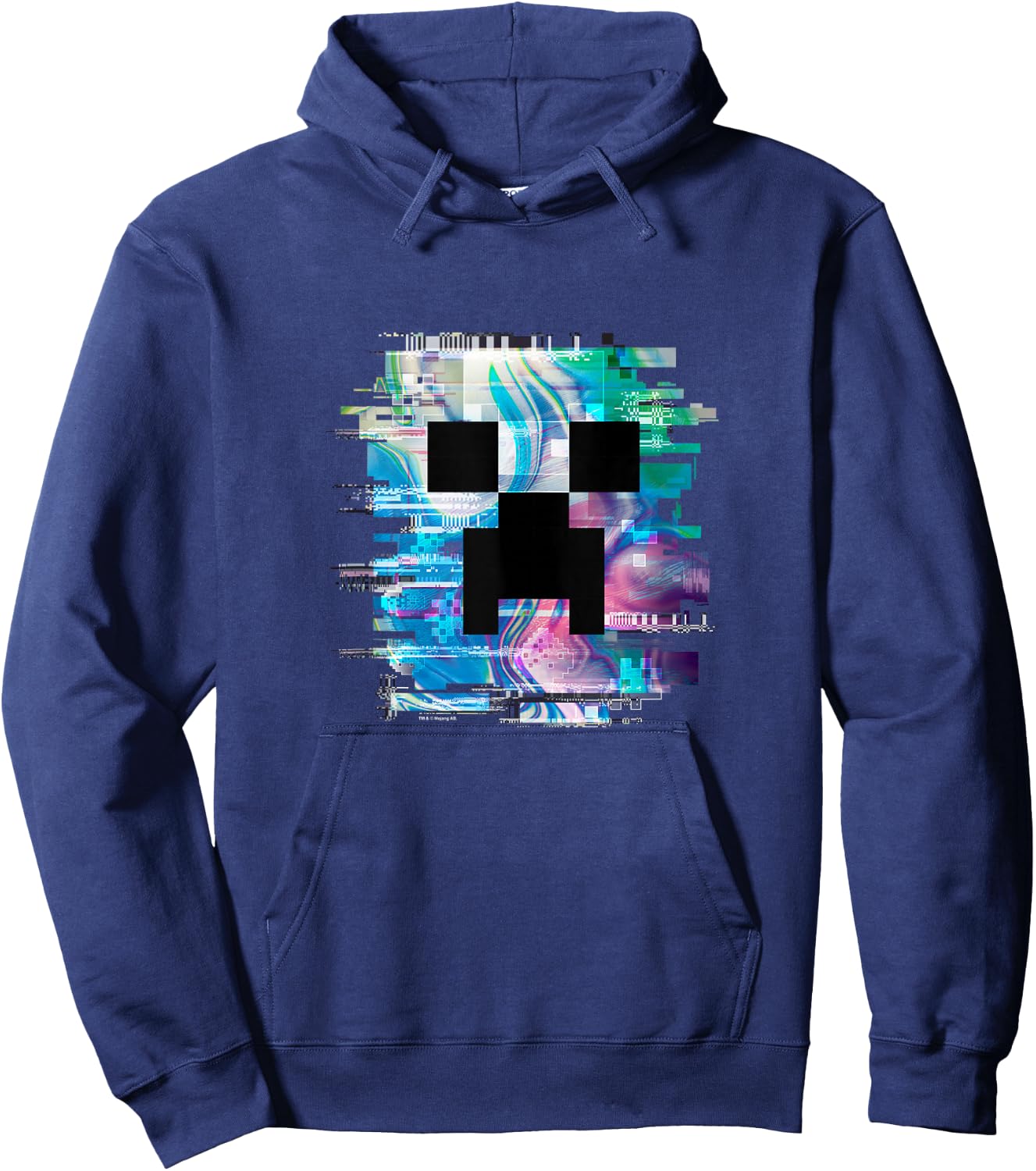 Minecraft Glitched Out Creeper Big Face Logo Hoodie - Hoodie | Navy