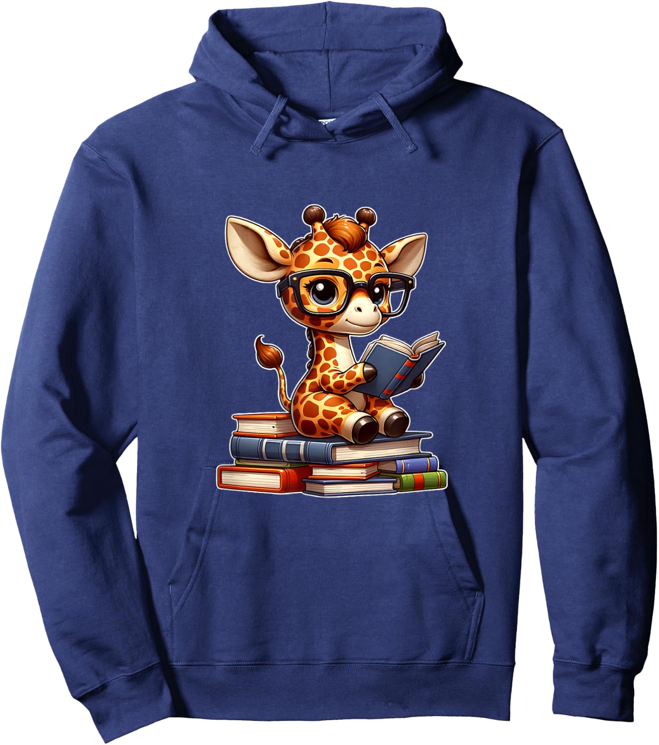 Funny giraffe reading Bookworm Book Lovers Hoodie - Hoodie | Navy
