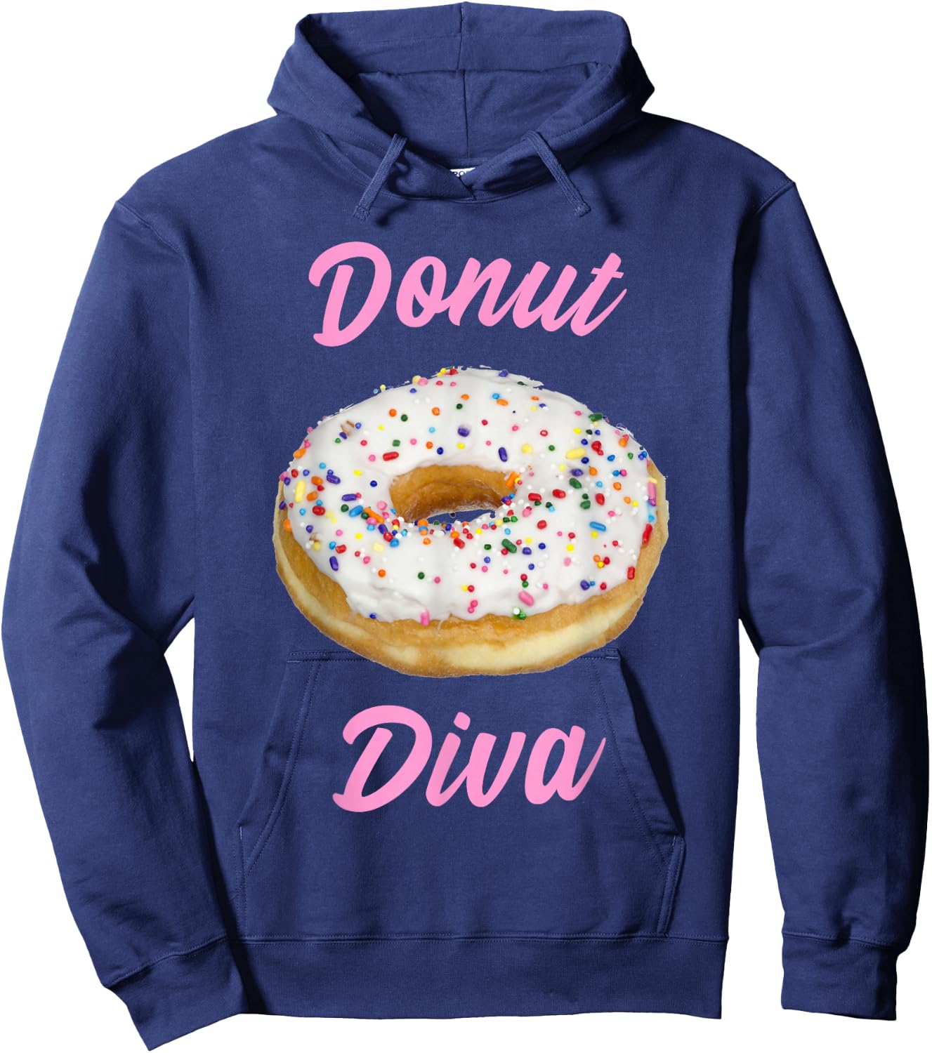 Donut Diva Sprinkle Design Pink Lettering Hoodie - Hoodie | Navy