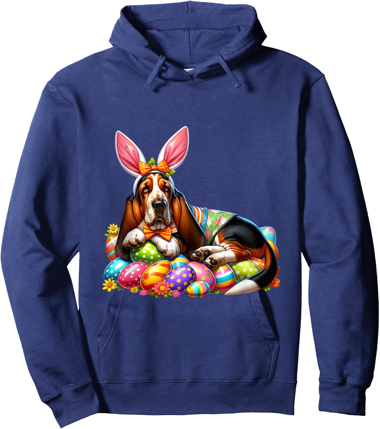 Funny Easter Day Basset Hound Bunny Costume Hoodie - Hoodie | Navy