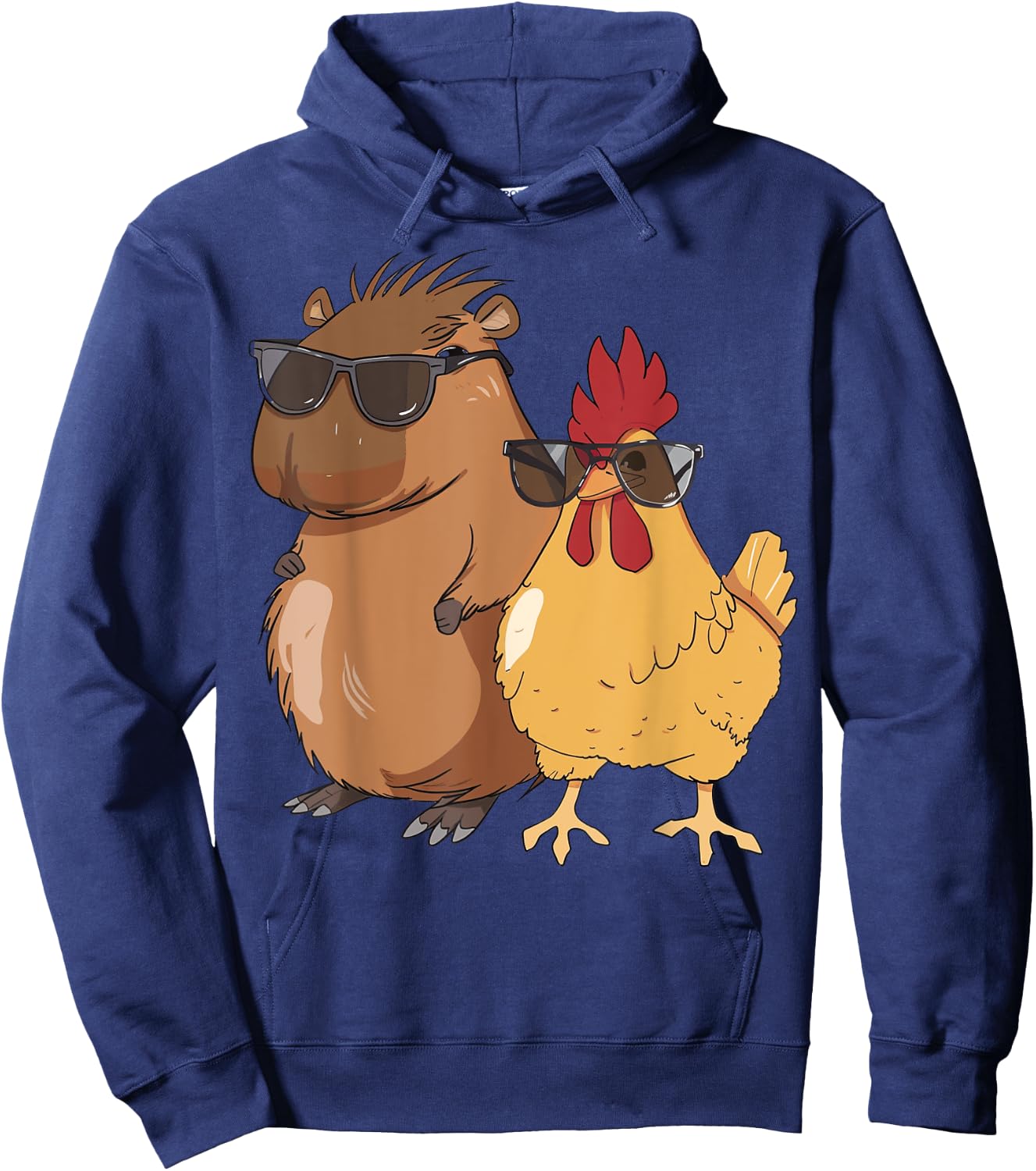 Capybara And Chicken With Love Hoodie - Hoodie | Navy