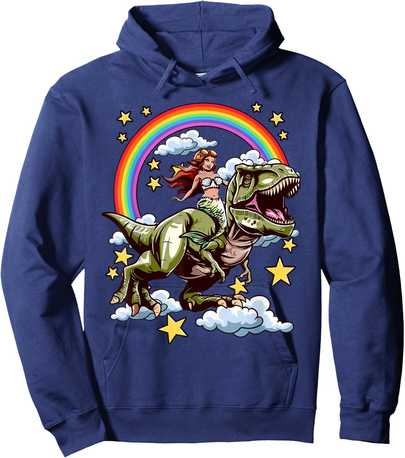 Sirène chevauche un dinosaure Hoodie - Hoodie | Navy