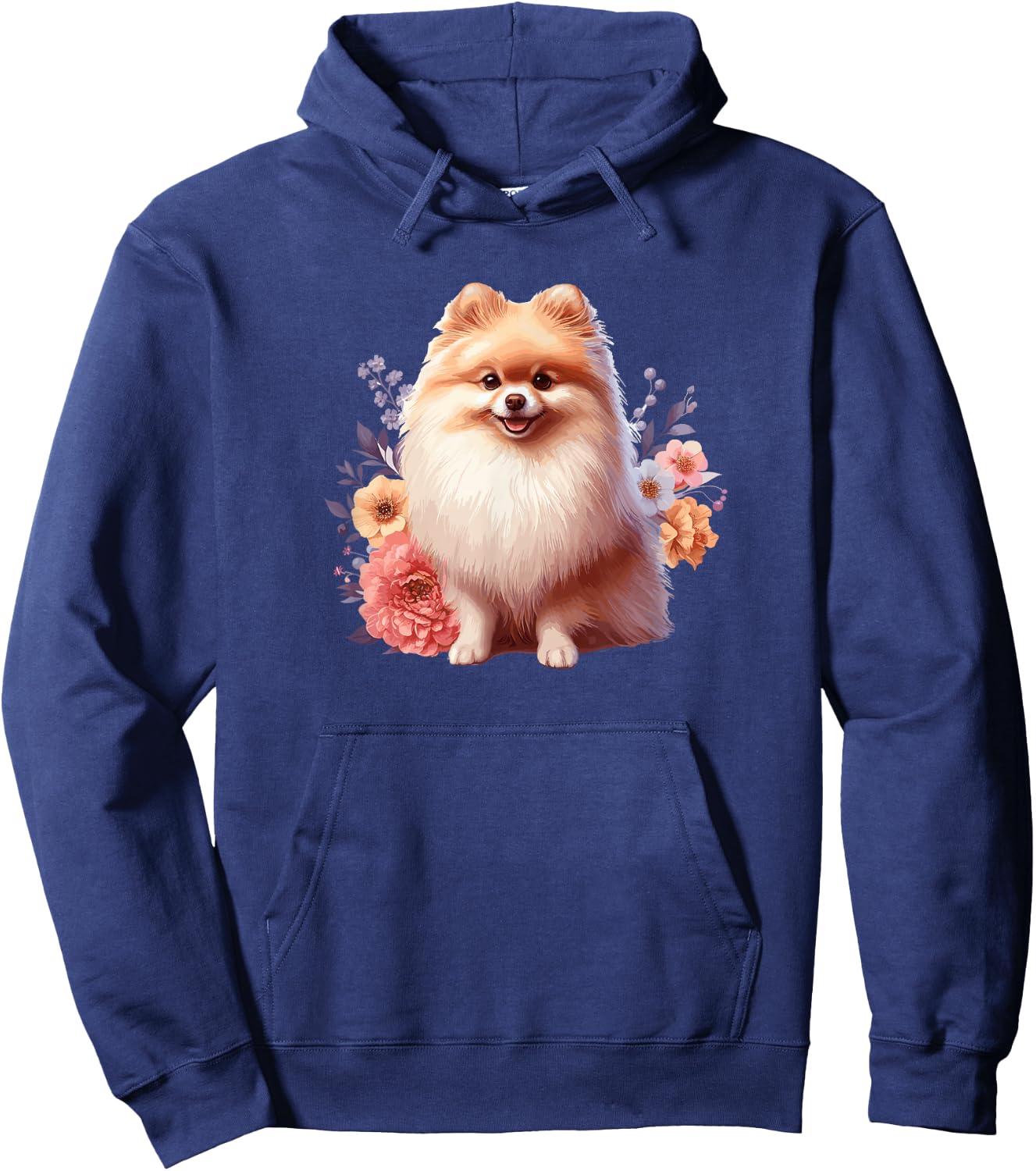 Cute Funny Flowers Floral Pomeranian Lover Hoodie - Hoodie | Navy