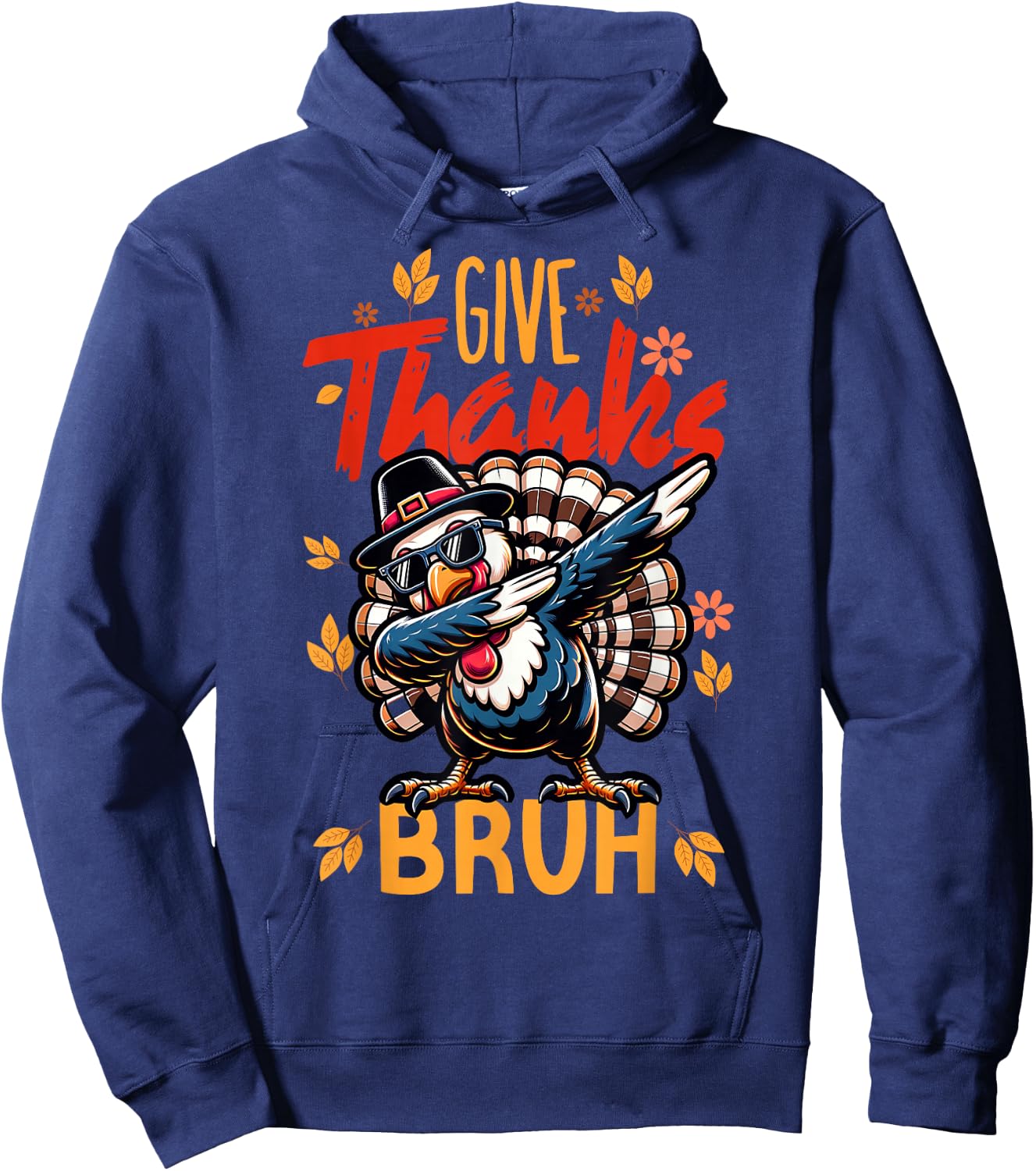 Boys Thanksgiving Bruh Give Thanks Bro Hoodie - Hoodie | Navy