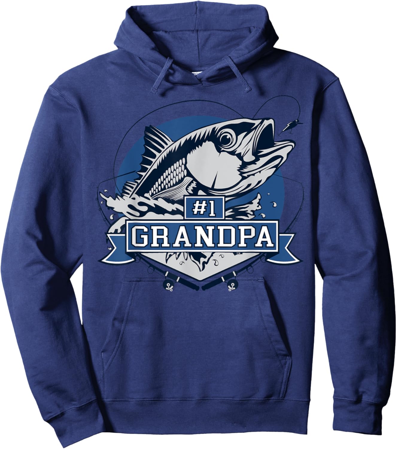 Number One Grandpa Blue Fish Caught Hoodie - Hoodie | Navy