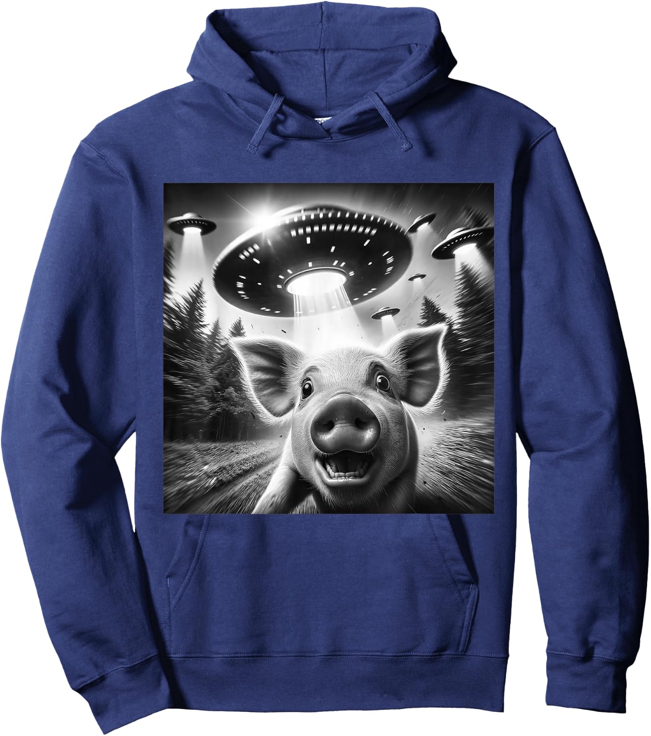 Funny Pig UFO Alien Pig Graphic Men Women Hoodie - Hoodie | Navy