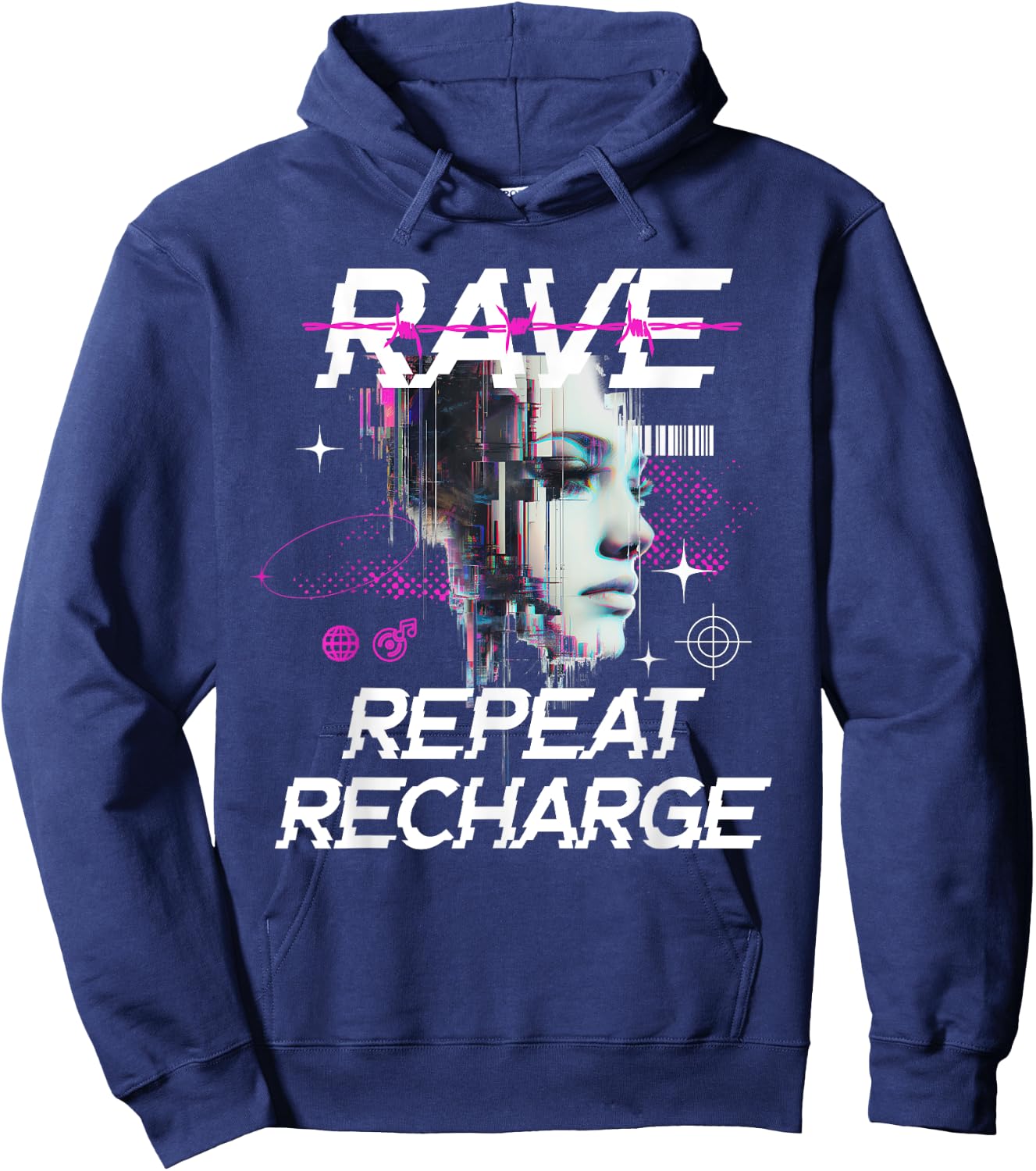 Futuristic Rave Hoodie - Hoodie | Navy