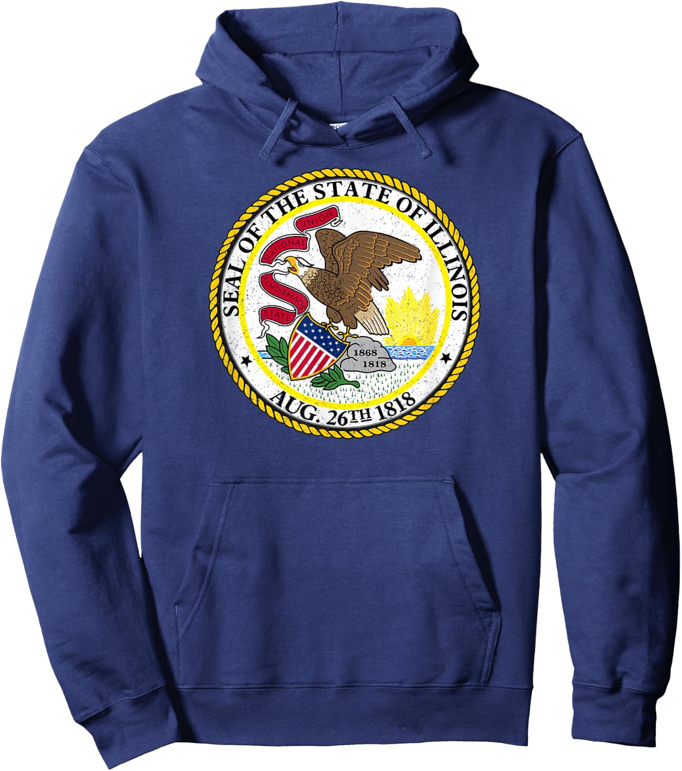 Illinois State Seal Flag Hoodie - Hoodie | Navy