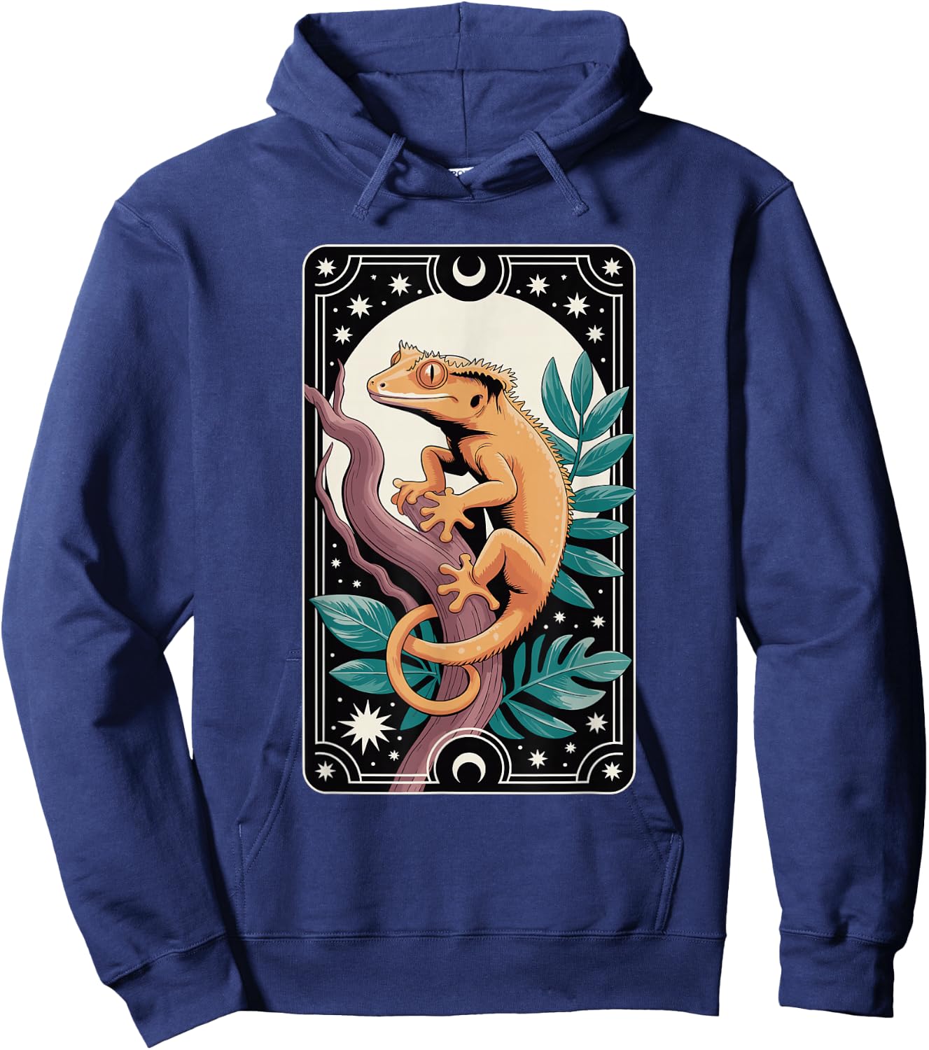 Crested Gecko Tarot Card Mystic Reptile Design Hoodie - Hoodie | Navy