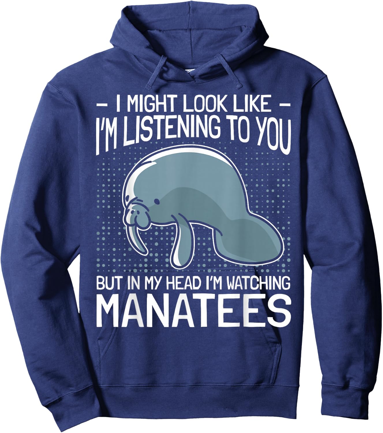 Manatee Gifts Sea Animal Lovers Manatees In My Head - Women's -Adults Black Short Sleeve Classic Fit Cotton 65% Polyester 35% - Small Hoodie - Hoodie | Navy