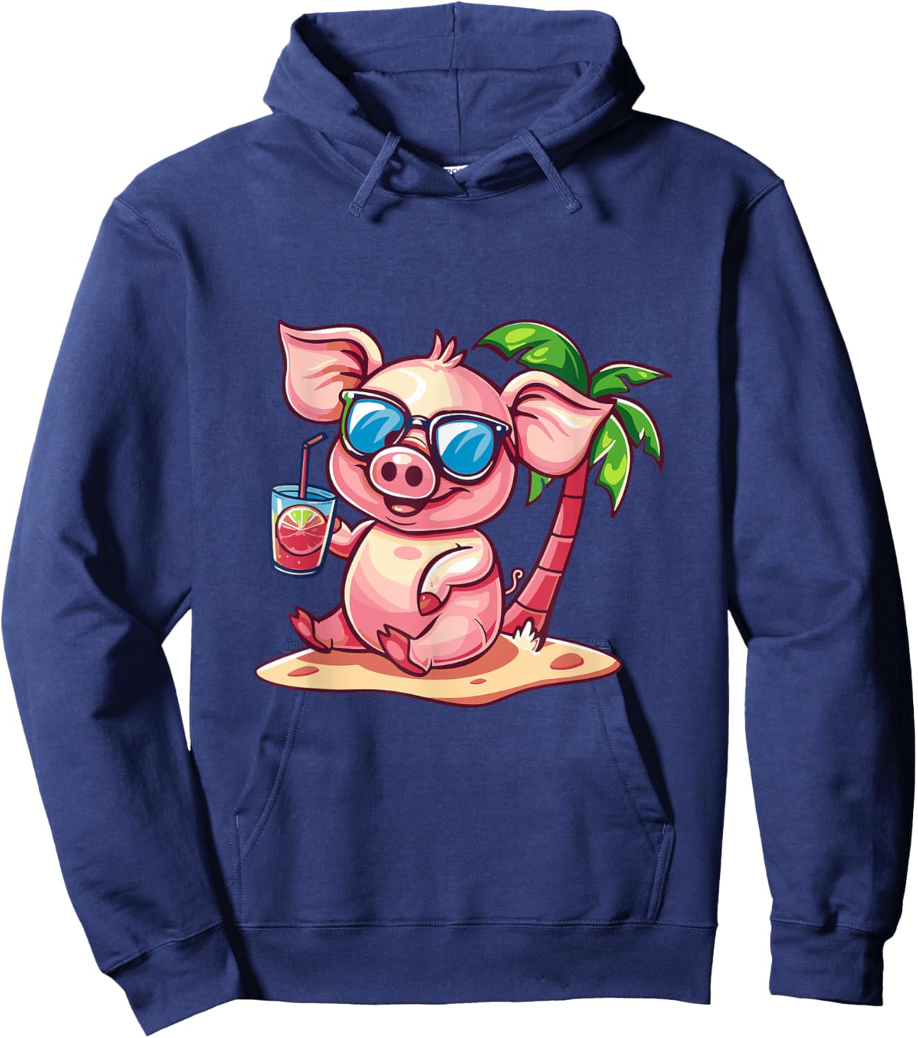 Party Pig Palm Trees Summer Vacation Hoodie - Hoodie | Navy