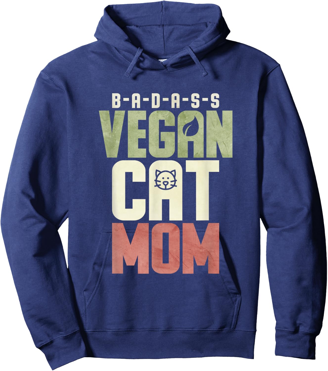 Badass Vegan Cat Mom Men Women Hoodie - Hoodie | Navy
