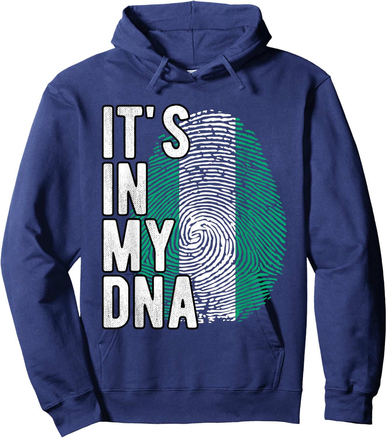 Funny it's in my DNA Nigeria flag Fingerprint Hoodie - Hoodie | Navy
