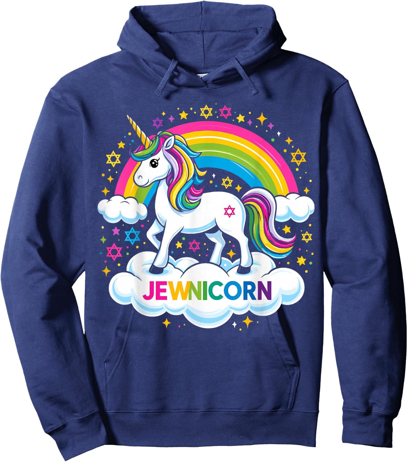 Hanukkah Jewnicorn Funny Jewish Unicorn Hoodie - Hoodie | Navy