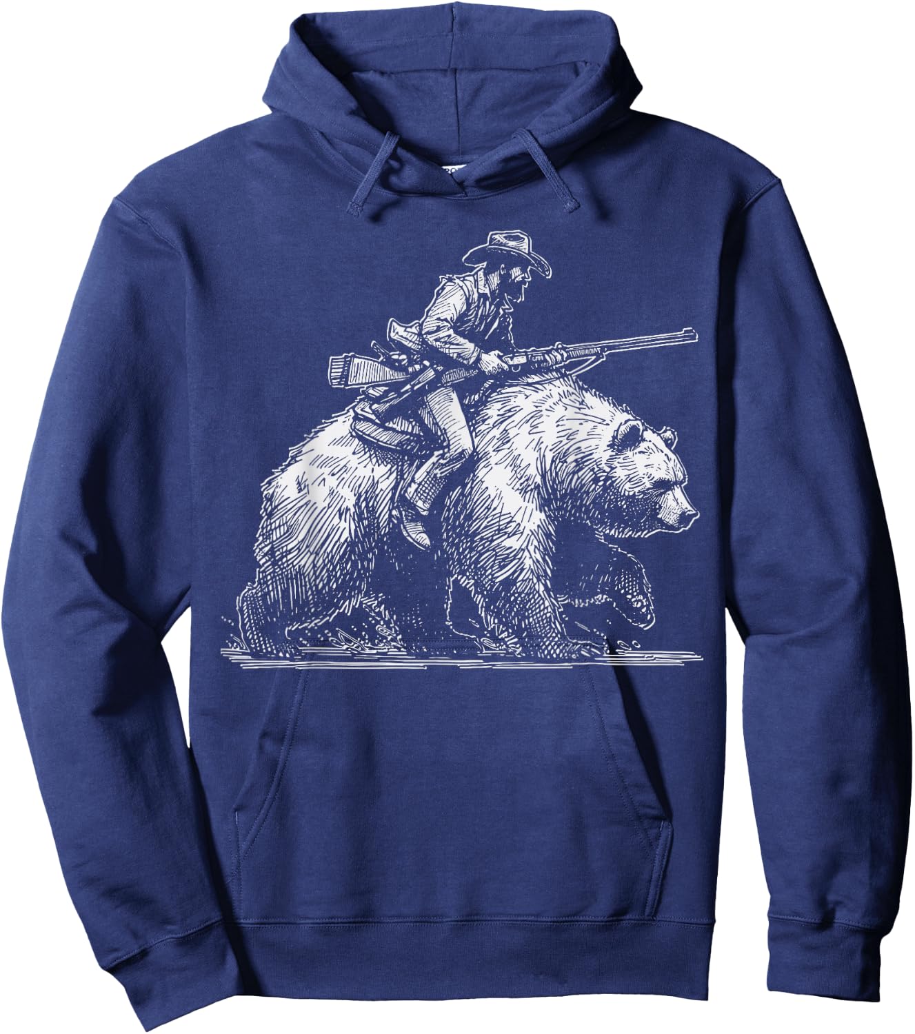 Funny Lumberjack Cowboy rides a Bear Hoodie - Hoodie | Navy