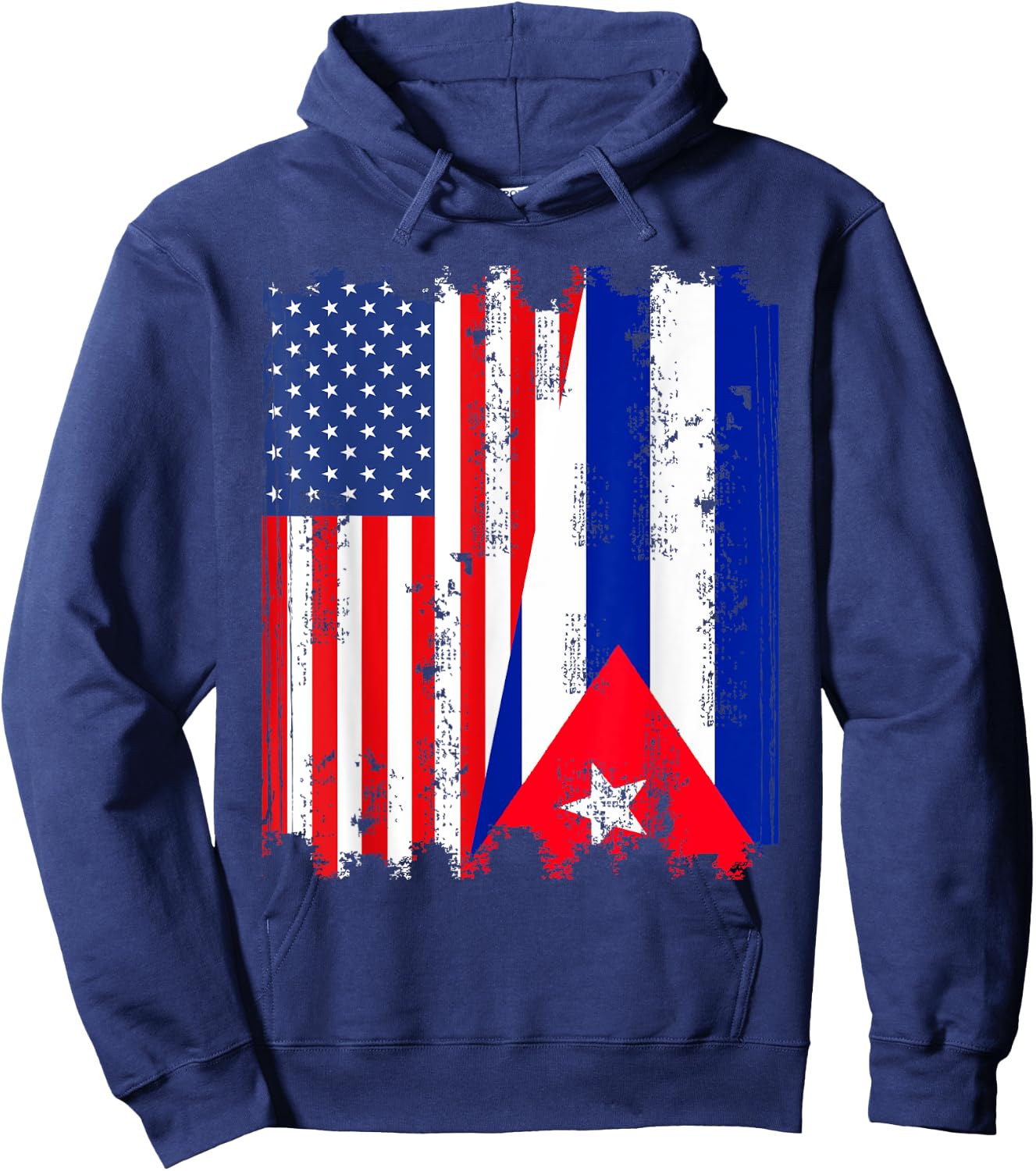 American Flag And Cuban Flag Together Hoodie - Hoodie | Navy