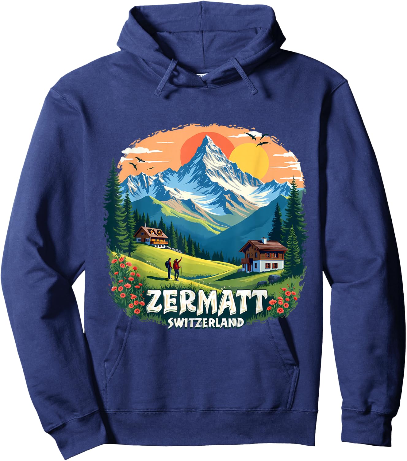 Zermatt Switzerland Alpine Adventure Hoodie - Hoodie | Navy